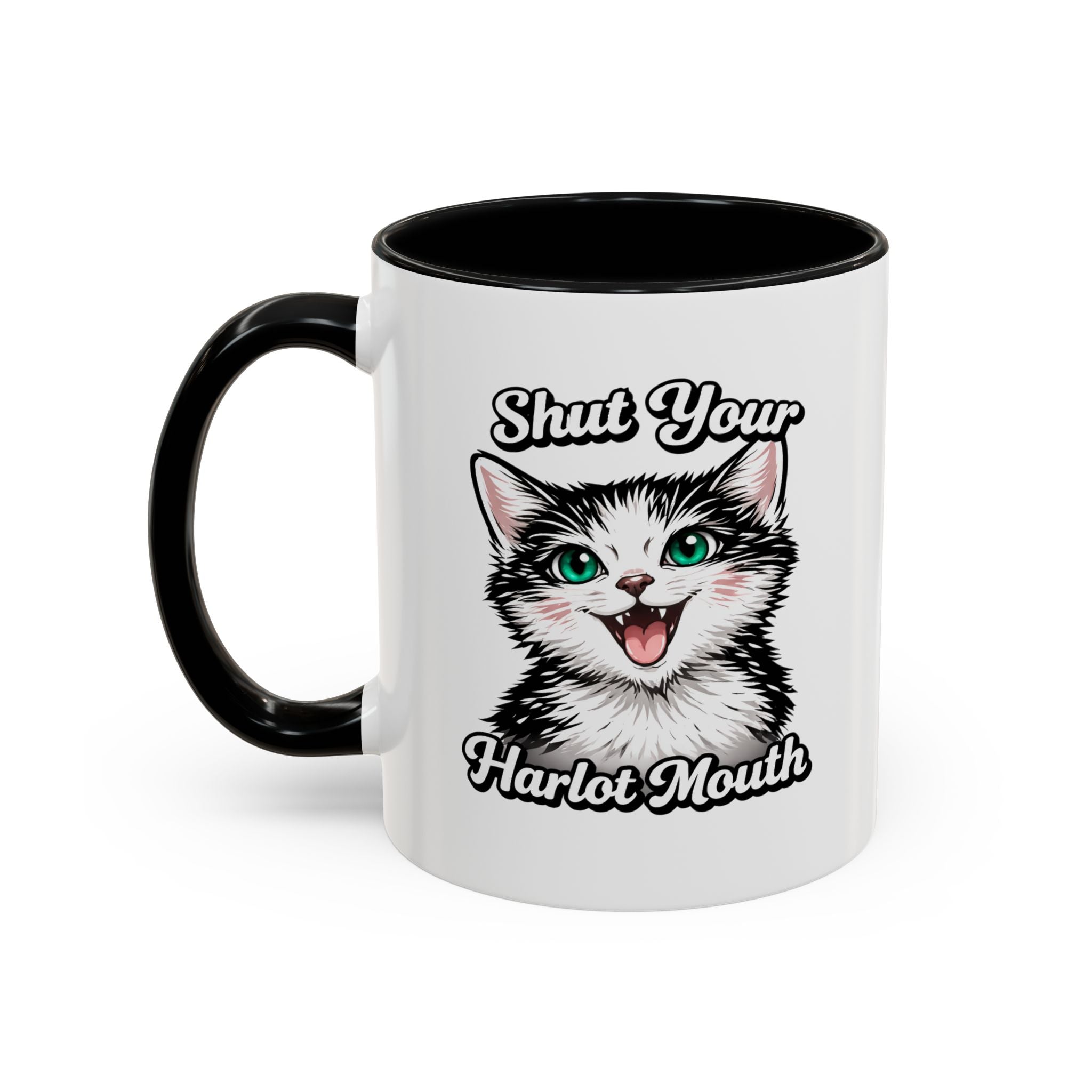 Cat Lover Accent Coffee Mug — Cute Staring Cat Design (11/15 oz)