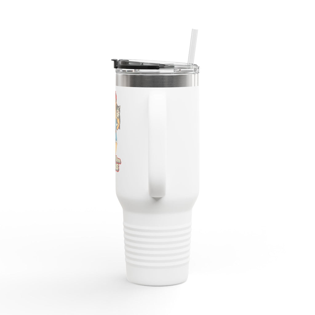 40oz Insulated Travel Mug — "Show Me Dem Kitties" Pin-Up Cat Design