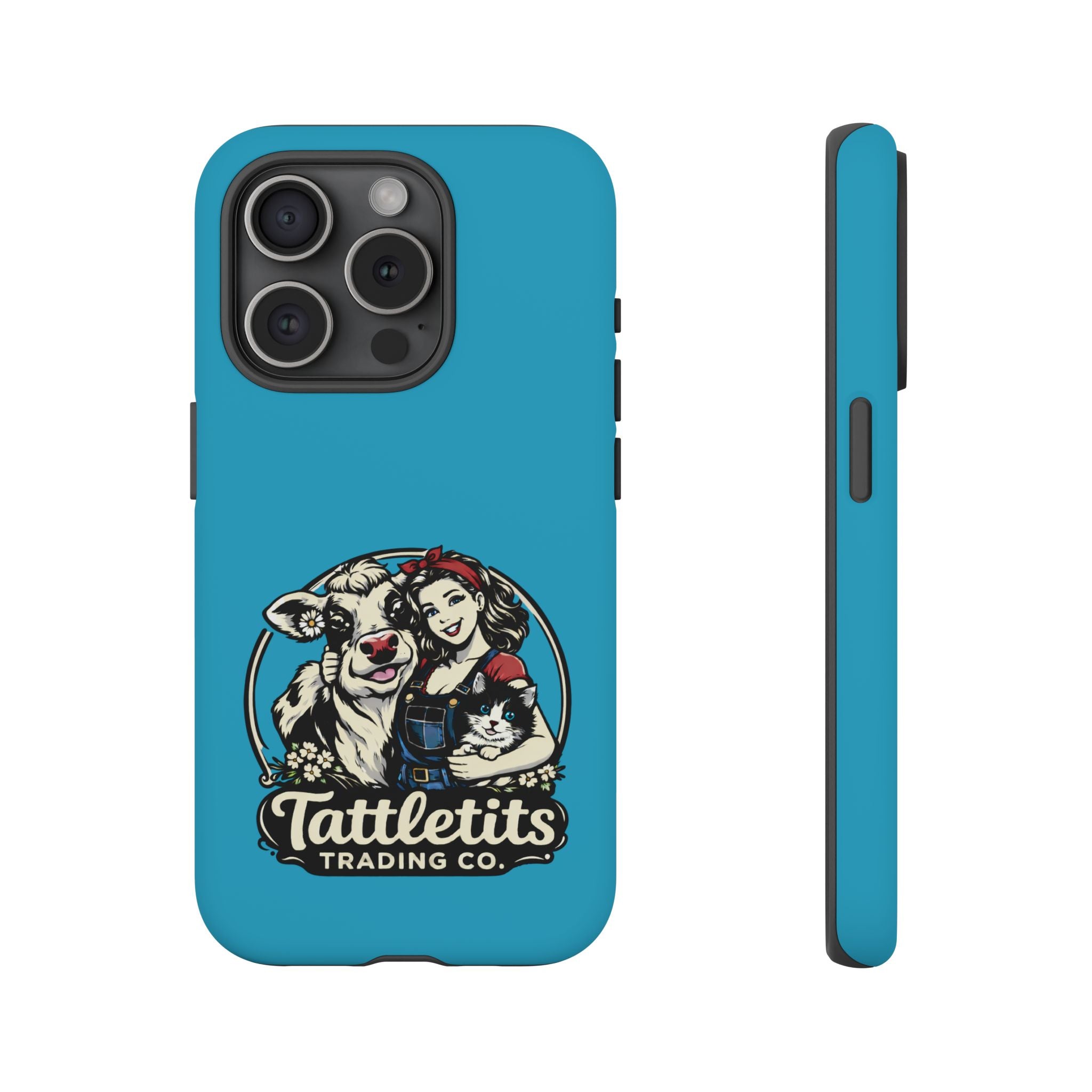 Phone Case — Retro 'Tuffellets' Logo Pattern on Teal