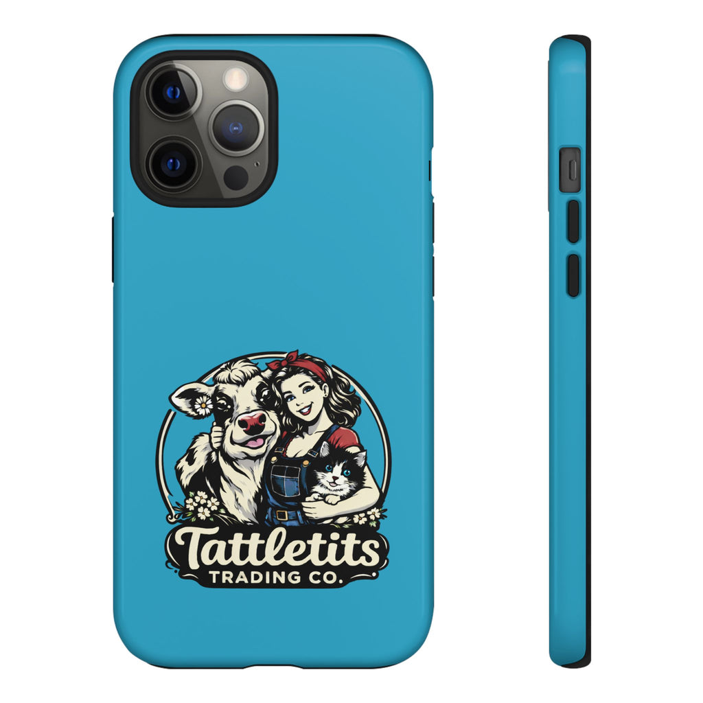 Phone Case — Retro 'Tuffellets' Logo Pattern on Teal
