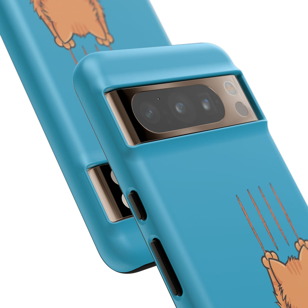 Cat Claw Blue Phone Case — Cute Hanging Orange Kitten Protective Cover
