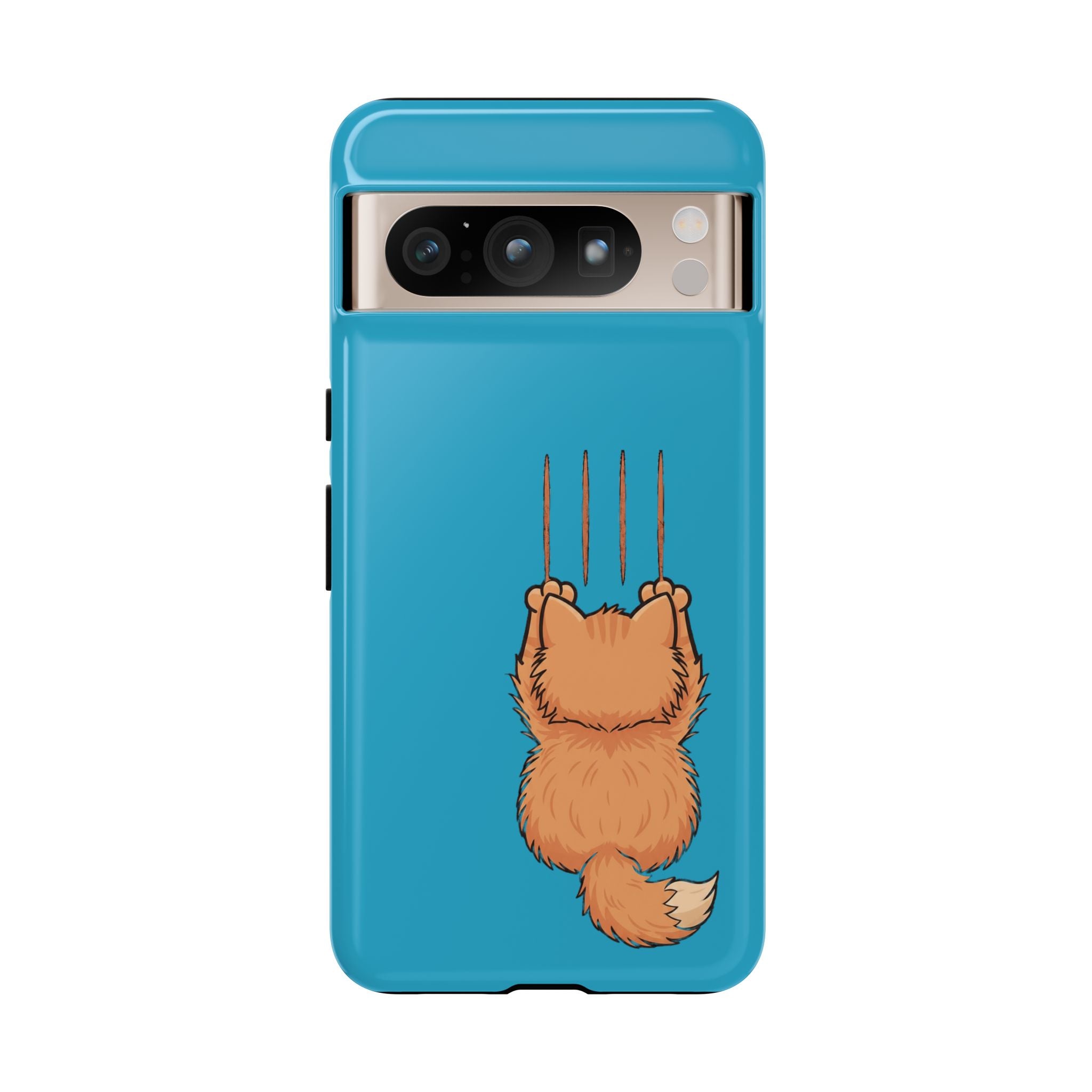 Cat Claw Blue Phone Case — Cute Hanging Orange Kitten Protective Cover