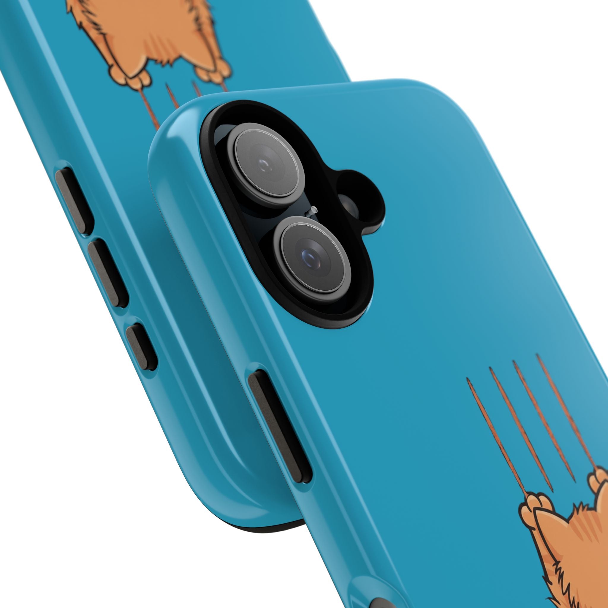 Cat Claw Blue Phone Case — Cute Hanging Orange Kitten Protective Cover