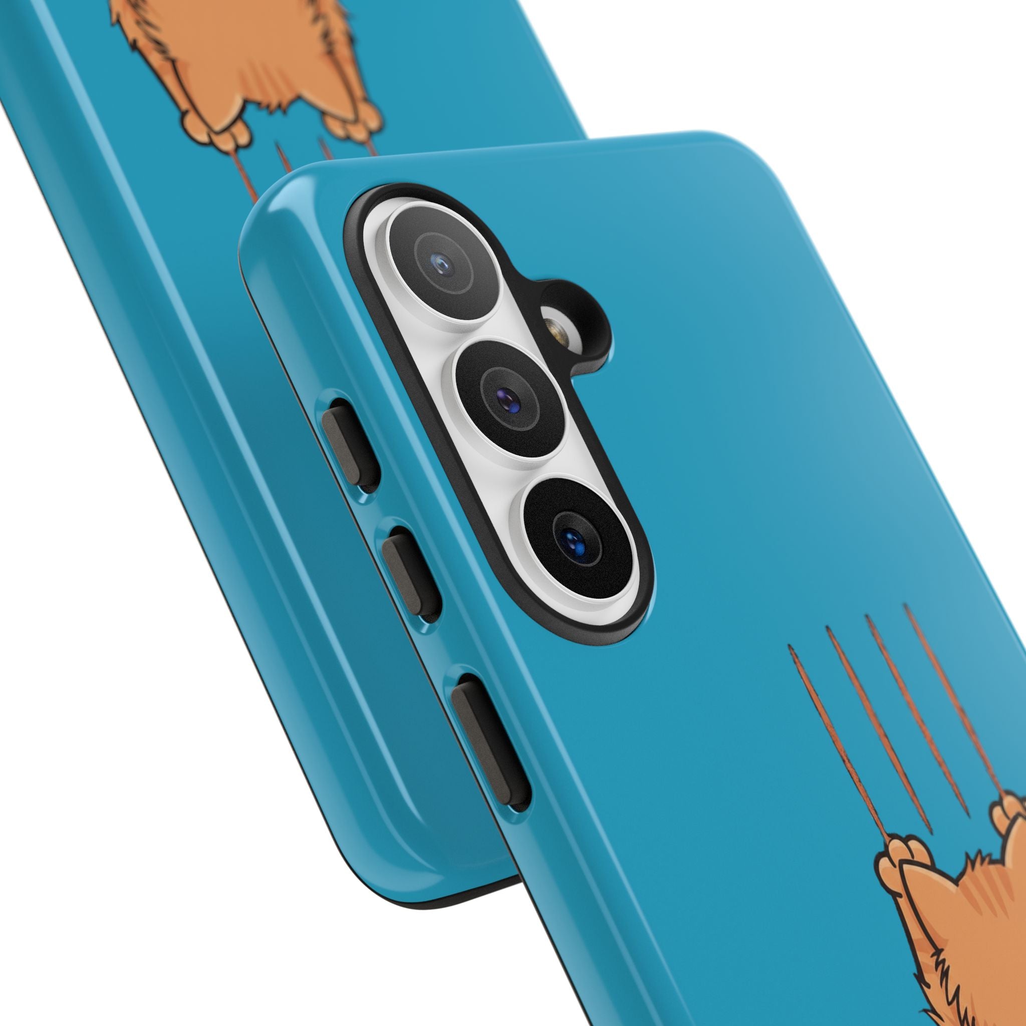 Cat Claw Blue Phone Case — Cute Hanging Orange Kitten Protective Cover