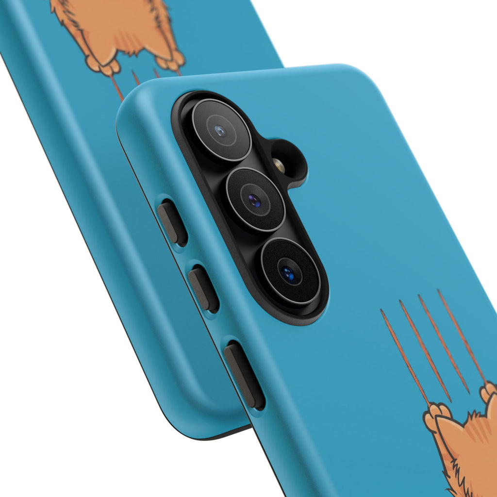Cat Claw Blue Phone Case — Cute Hanging Orange Kitten Protective Cover