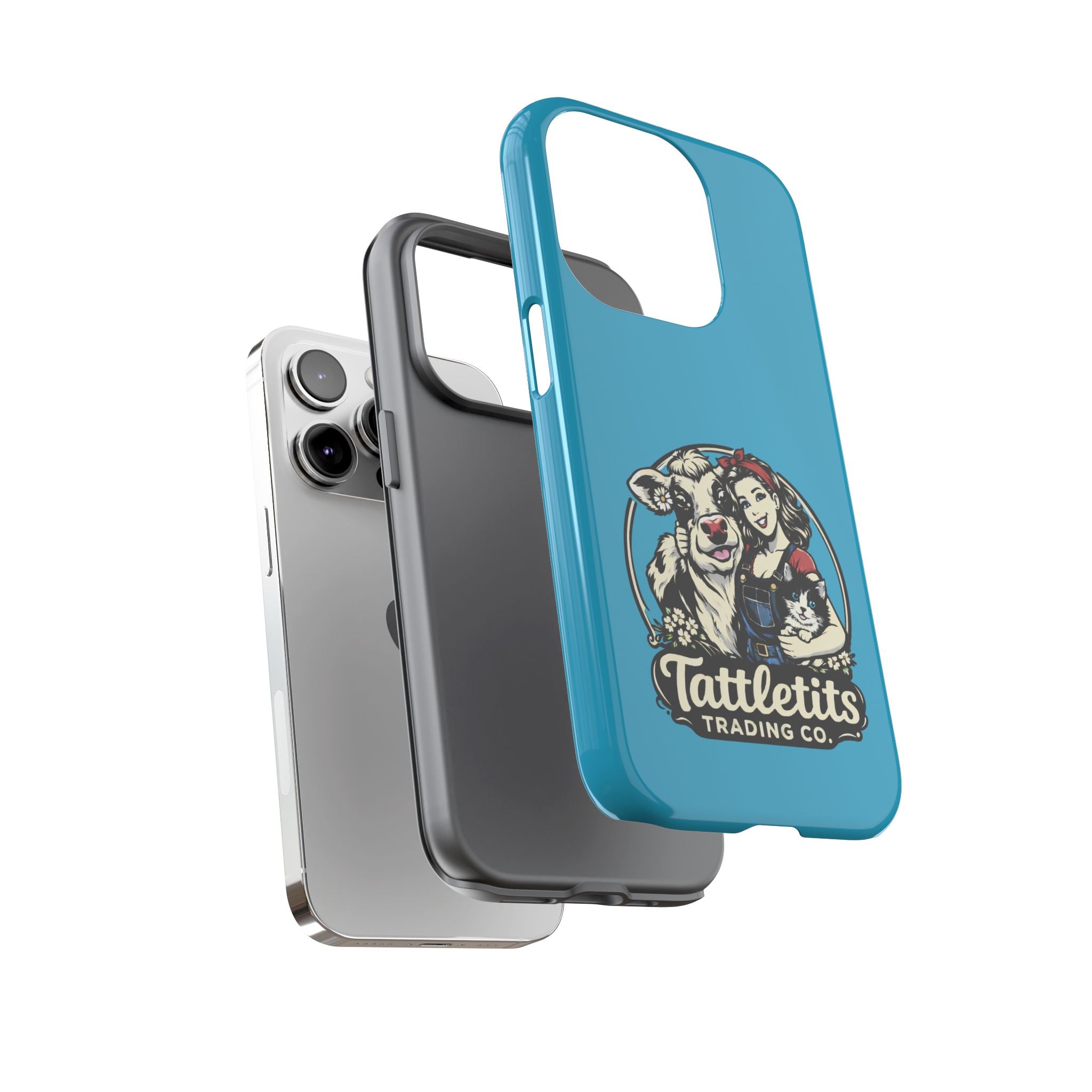 Phone Case — Retro 'Tuffellets' Logo Pattern on Teal