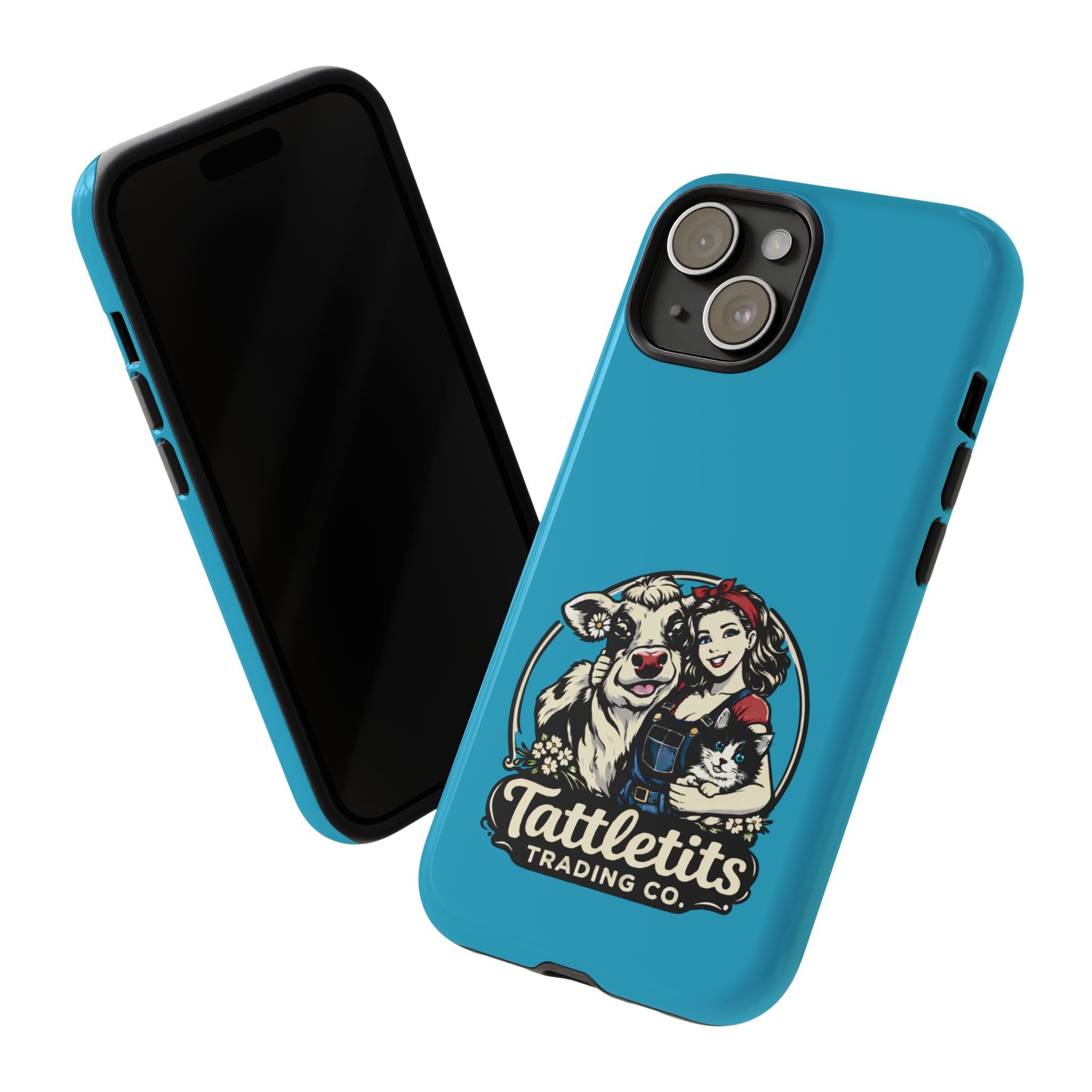 Phone Case — Retro 'Tuffellets' Logo Pattern on Teal