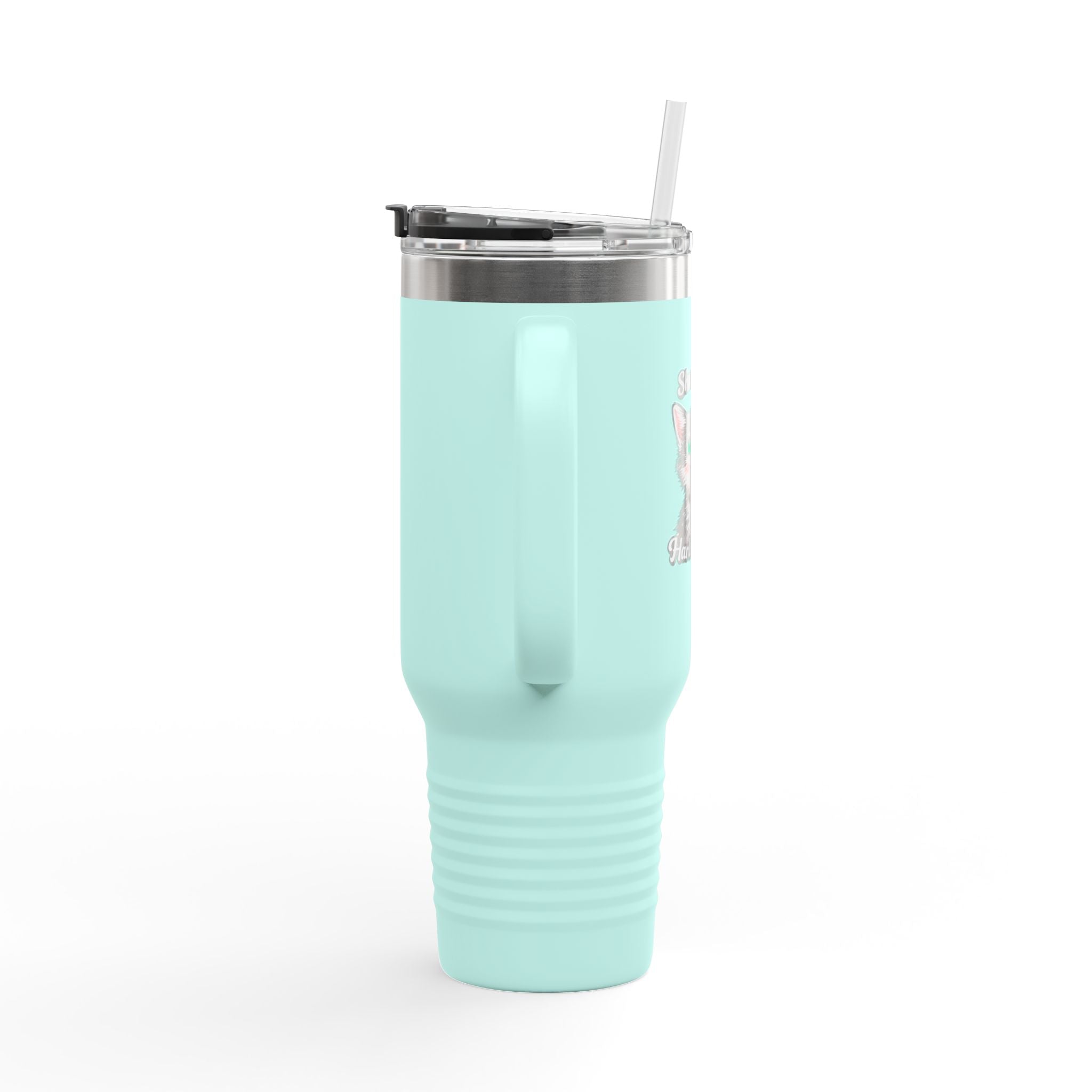 40oz Insulated Travel Mug — Mint Tumbler with Straw & Handle