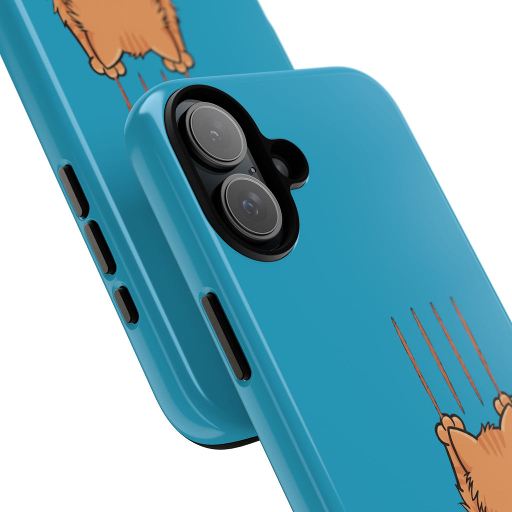 Cat Claw Blue Phone Case — Cute Hanging Orange Kitten Protective Cover
