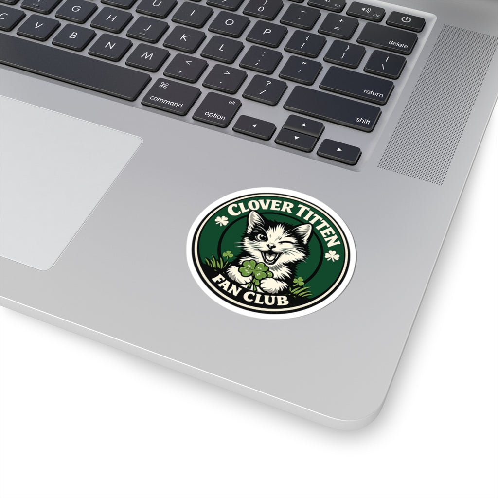Clover Titten Fan Club Sticker — Winking Cat & Shamrock Kiss-Cut Sticker