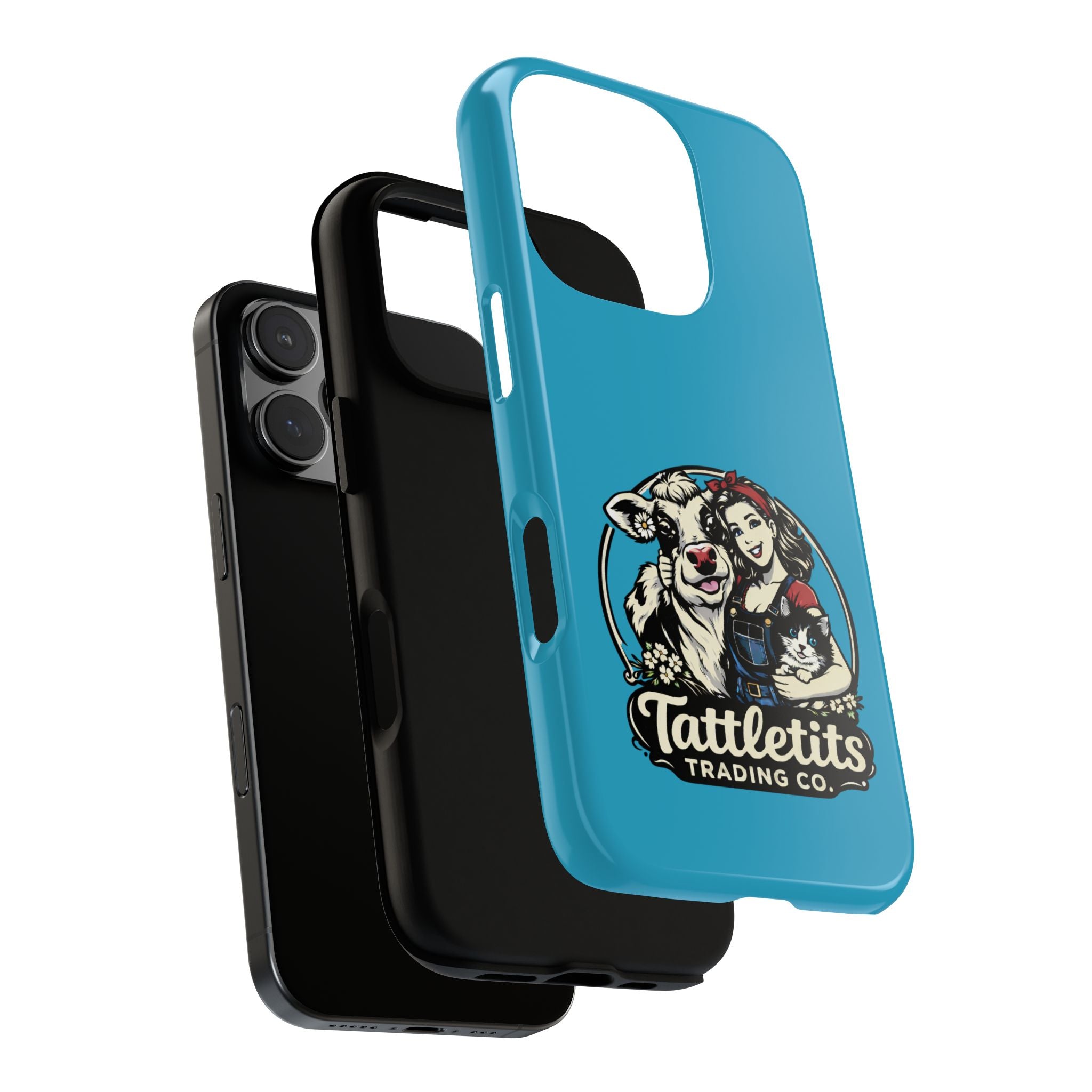 Phone Case — Retro 'Tuffellets' Logo Pattern on Teal