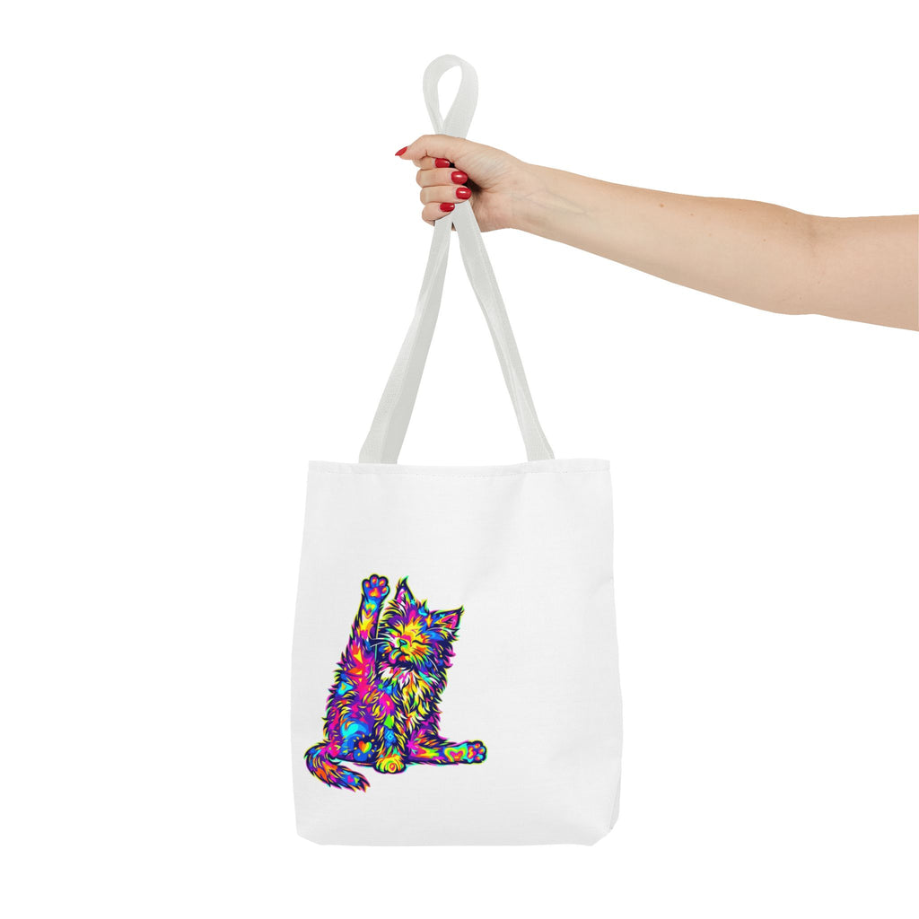Colorful Cat Tote Bag — 'Shimmer. Sparkle. Shine.' All-Over Print