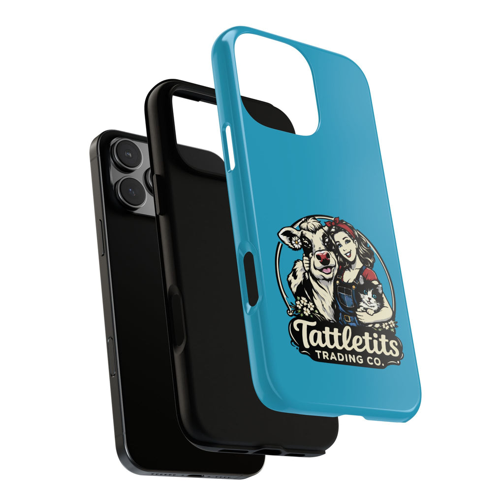Phone Case — Retro 'Tuffellets' Logo Pattern on Teal