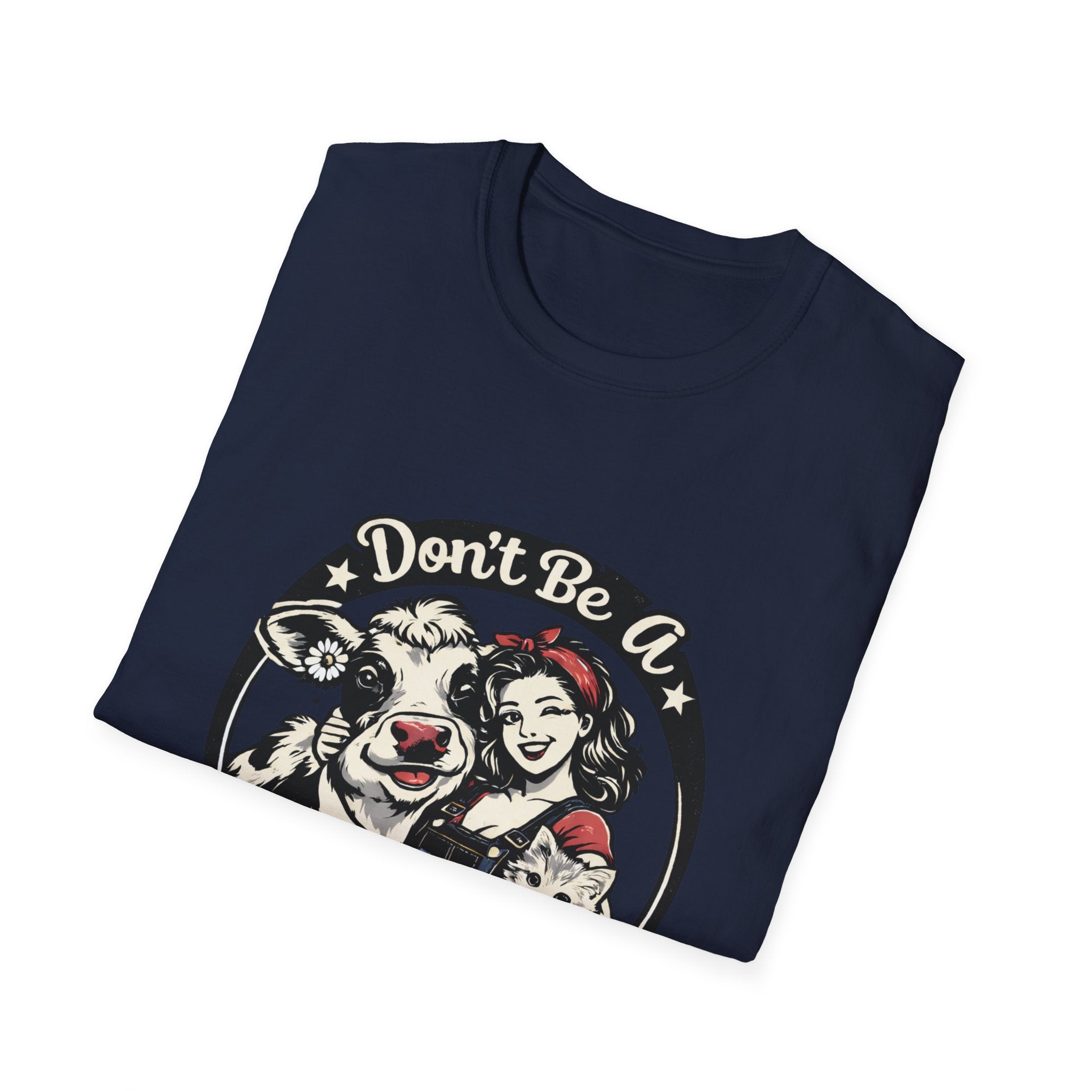 Don't Be A Heifer Hater T-Shirt — Funny Farm Animal Vintage Cow & Pig Graphic Tee