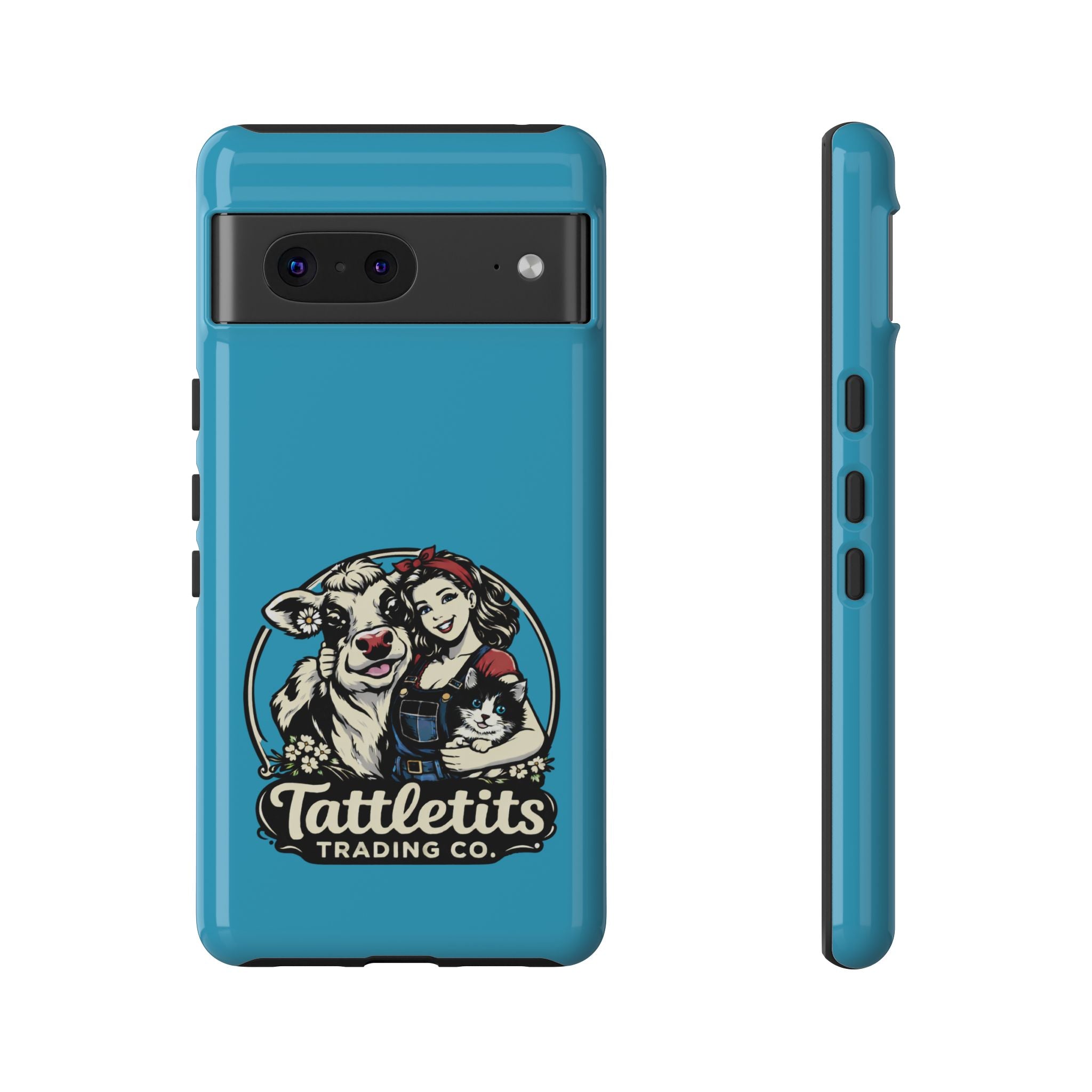 Phone Case — Retro 'Tuffellets' Logo Pattern on Teal