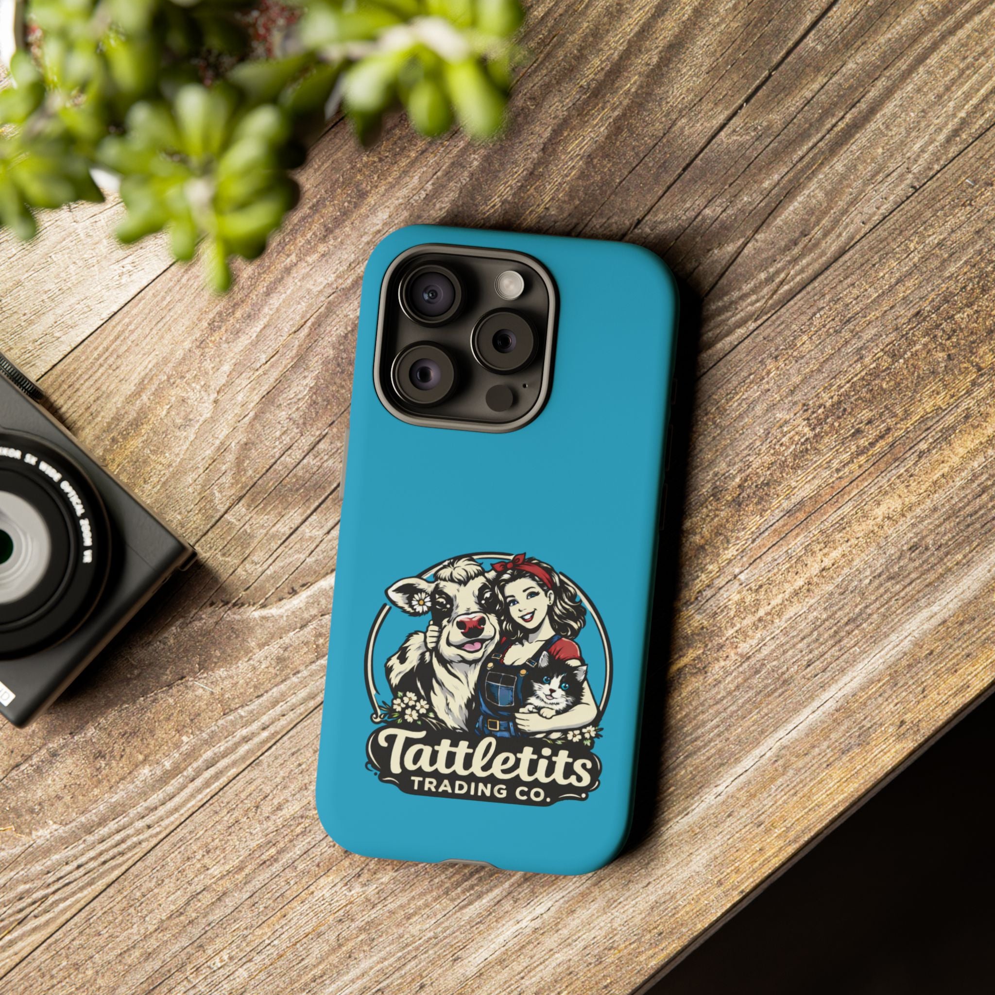 Phone Case — Retro 'Tuffellets' Logo Pattern on Teal