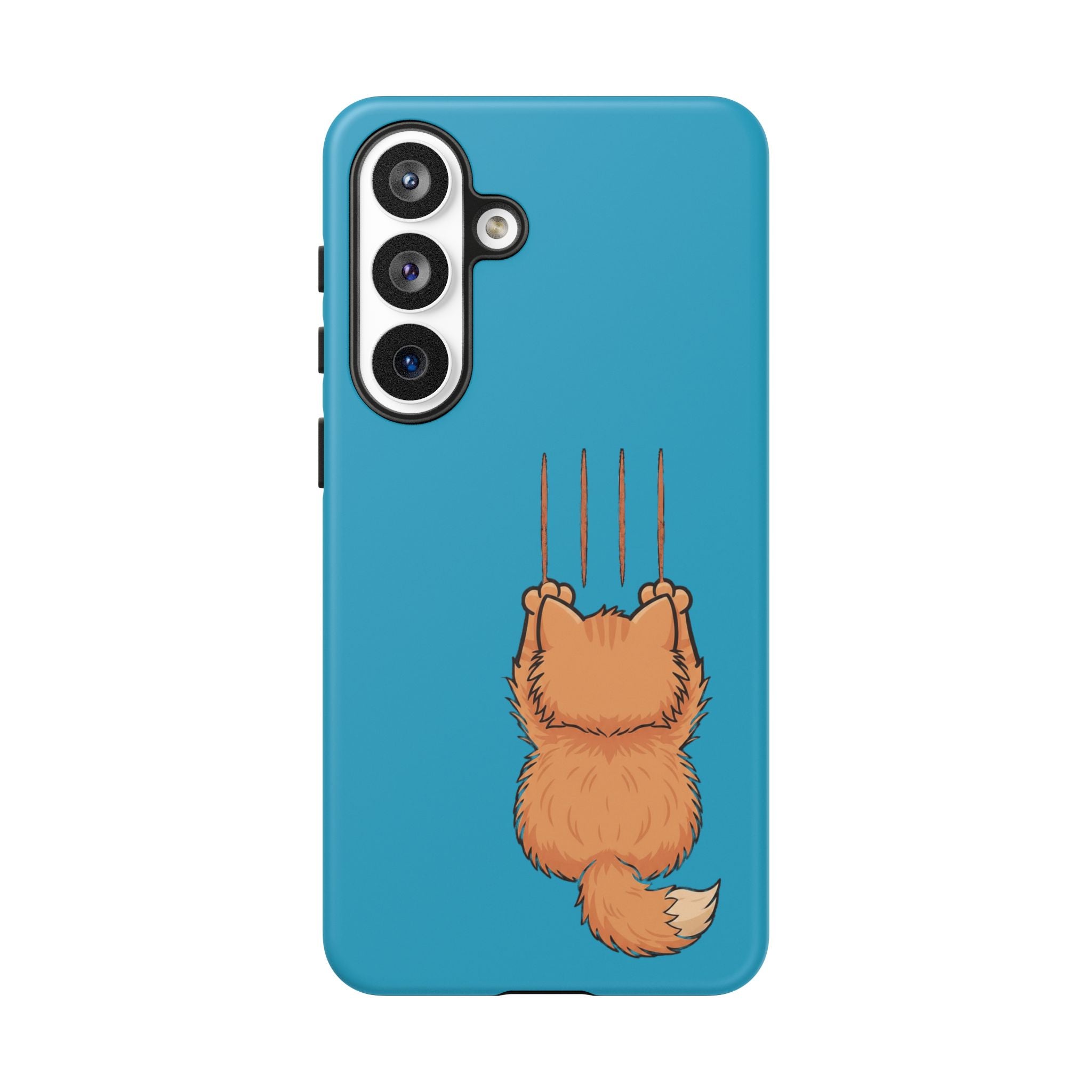 Cat Claw Blue Phone Case — Cute Hanging Orange Kitten Protective Cover