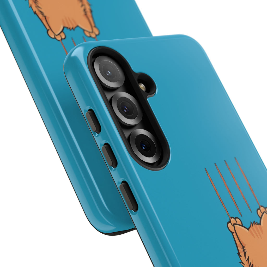 Cat Claw Blue Phone Case — Cute Hanging Orange Kitten Protective Cover