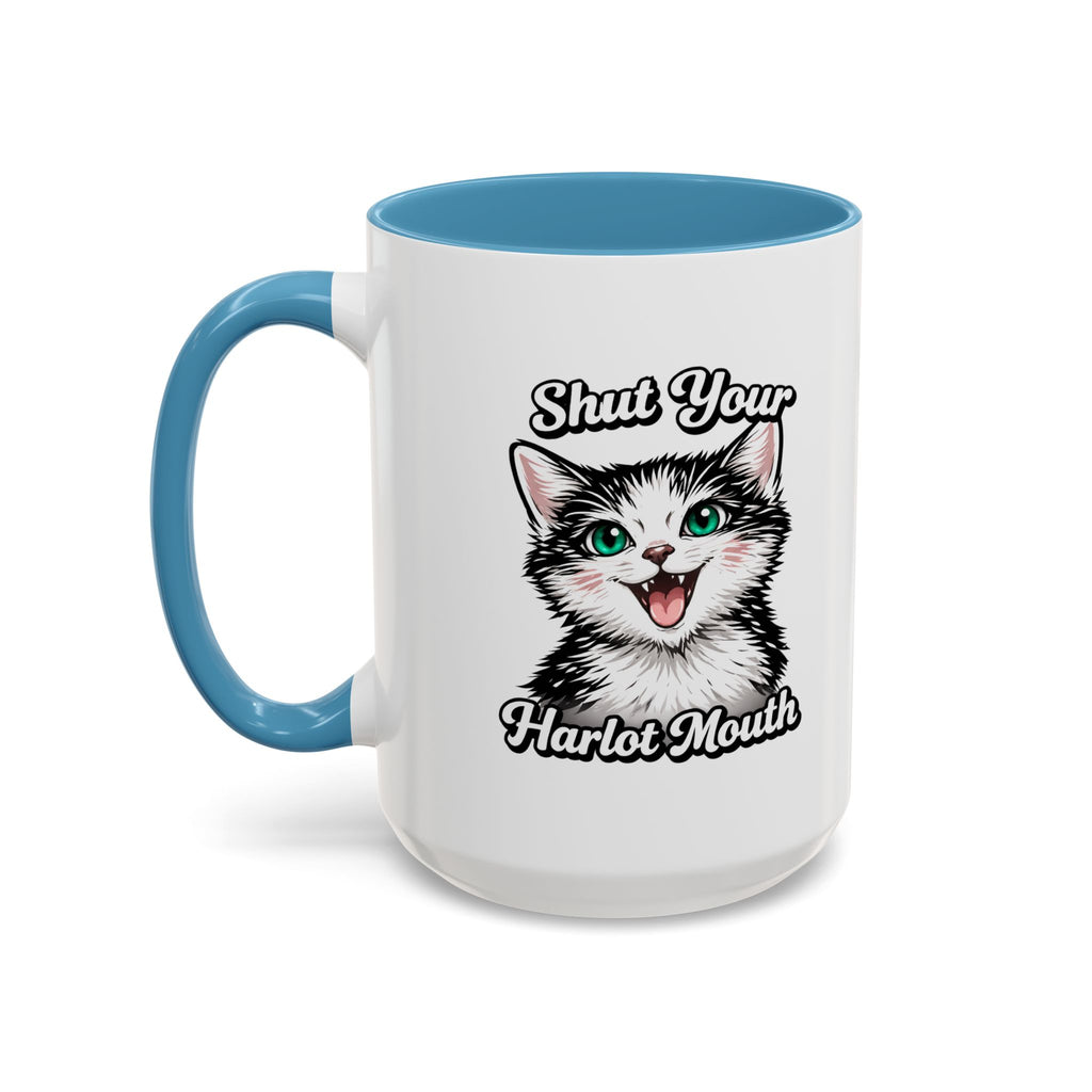 Cat Lover Accent Coffee Mug — Cute Staring Cat Design (11/15 oz)
