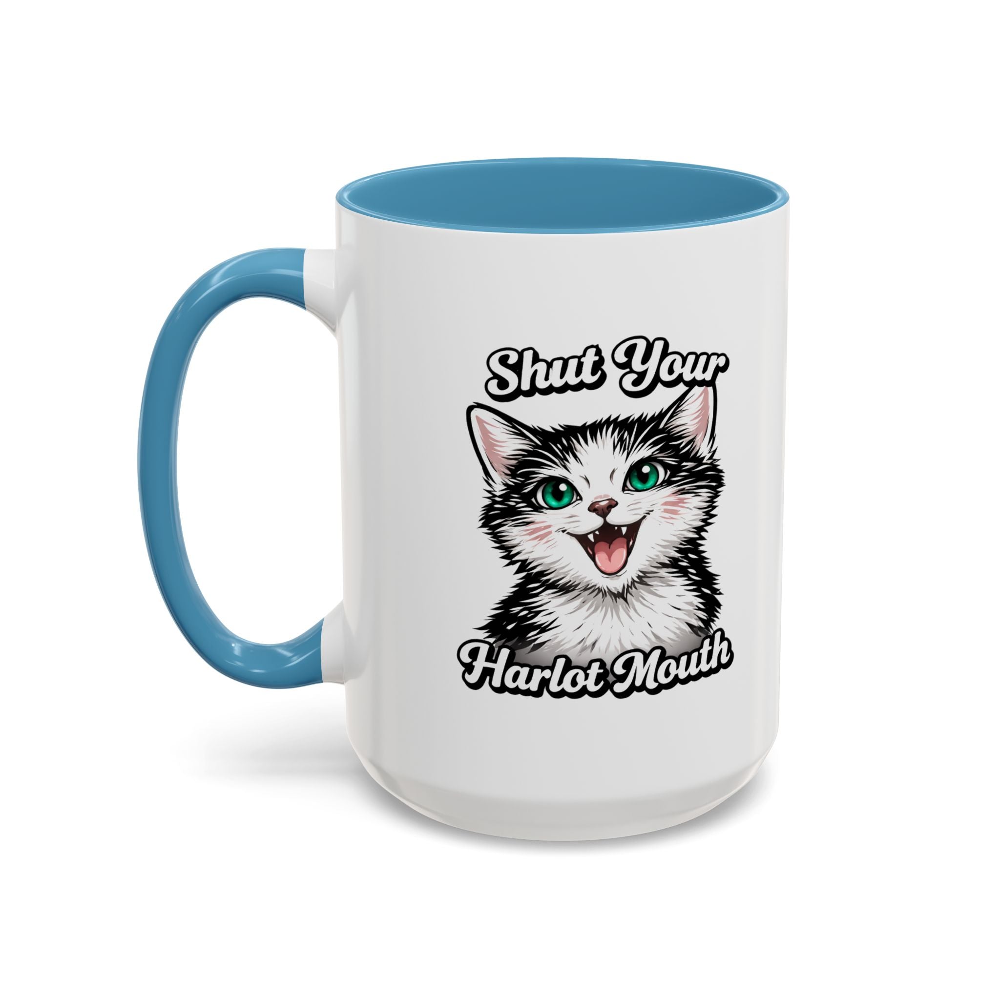 Cat Lover Accent Coffee Mug — Cute Staring Cat Design (11/15 oz)