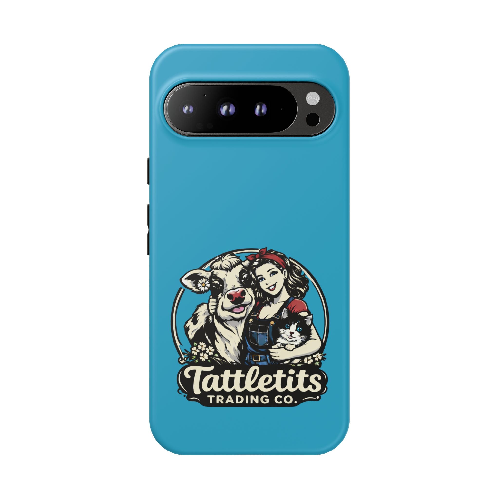 Phone Case — Retro 'Tuffellets' Logo Pattern on Teal