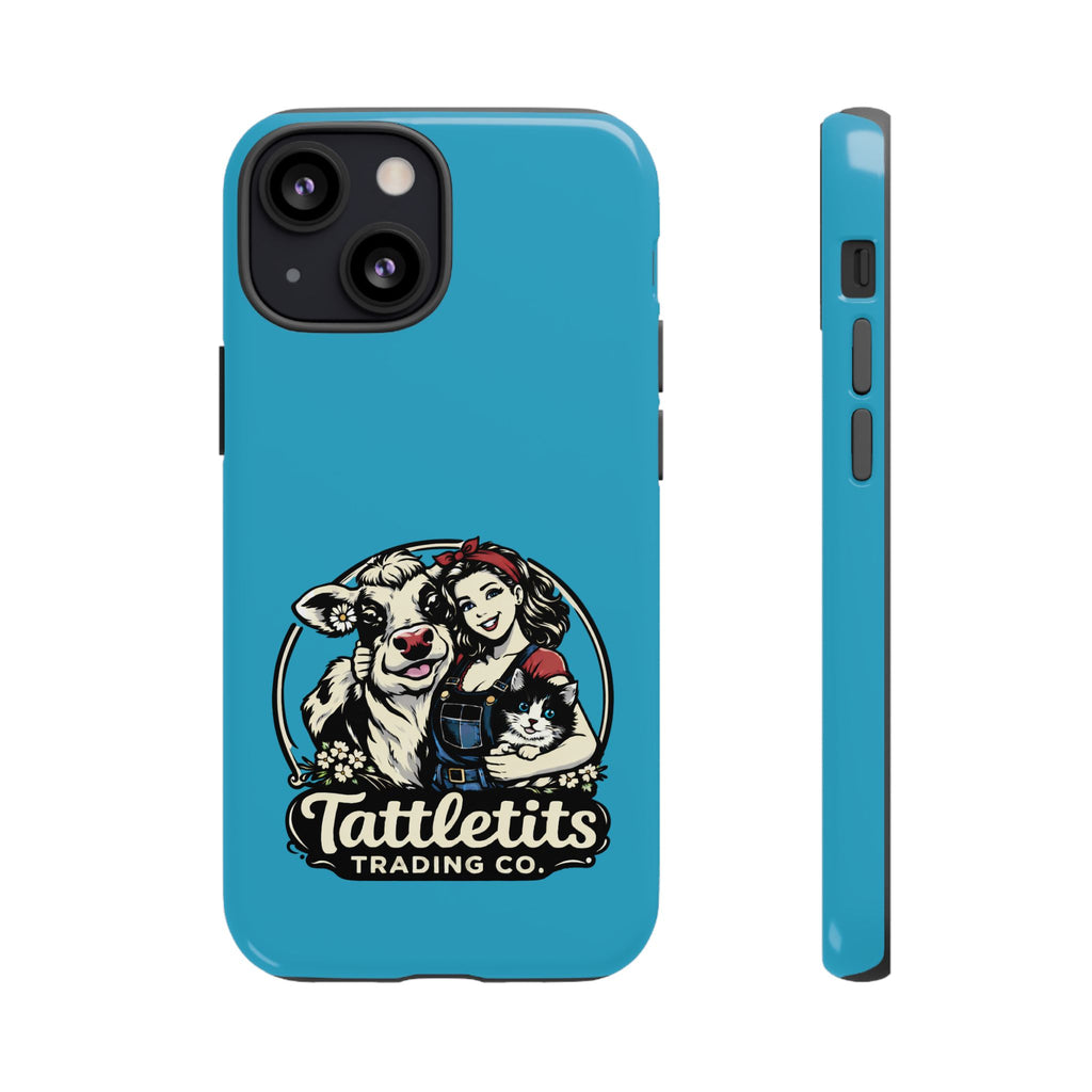 Phone Case — Retro 'Tuffellets' Logo Pattern on Teal