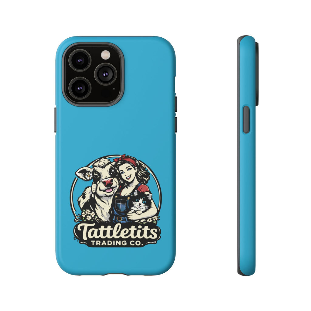 Phone Case — Retro 'Tuffellets' Logo Pattern on Teal