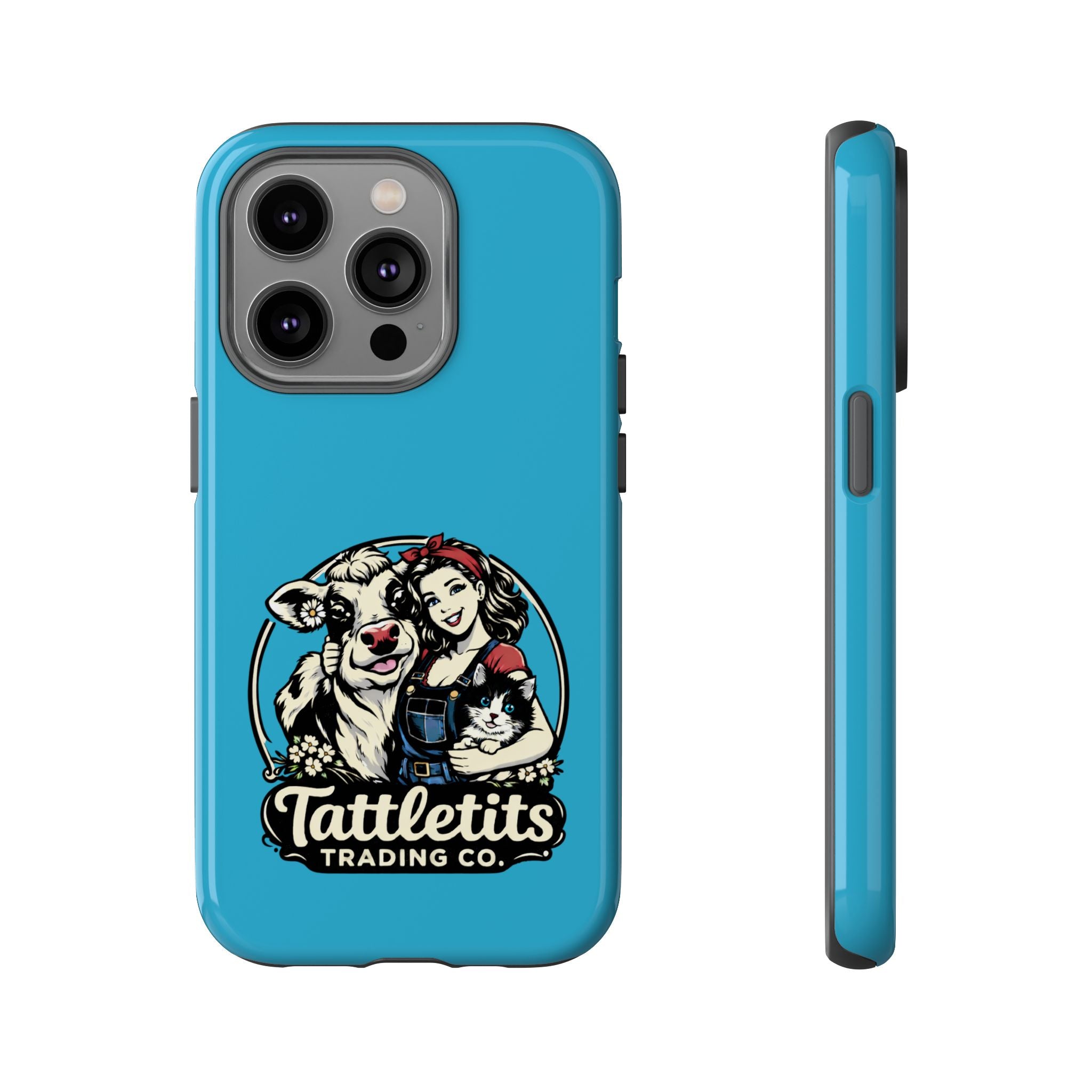 Phone Case — Retro 'Tuffellets' Logo Pattern on Teal