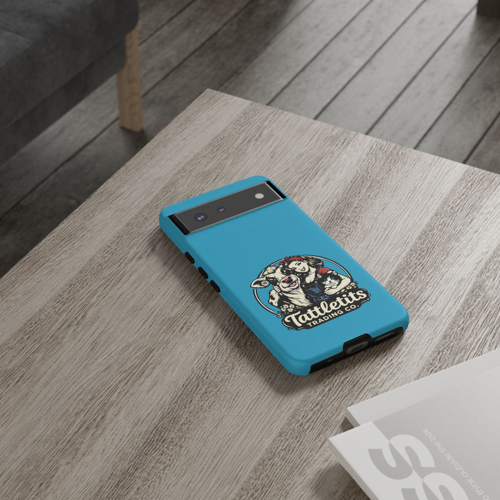 Phone Case — Retro 'Tuffellets' Logo Pattern on Teal