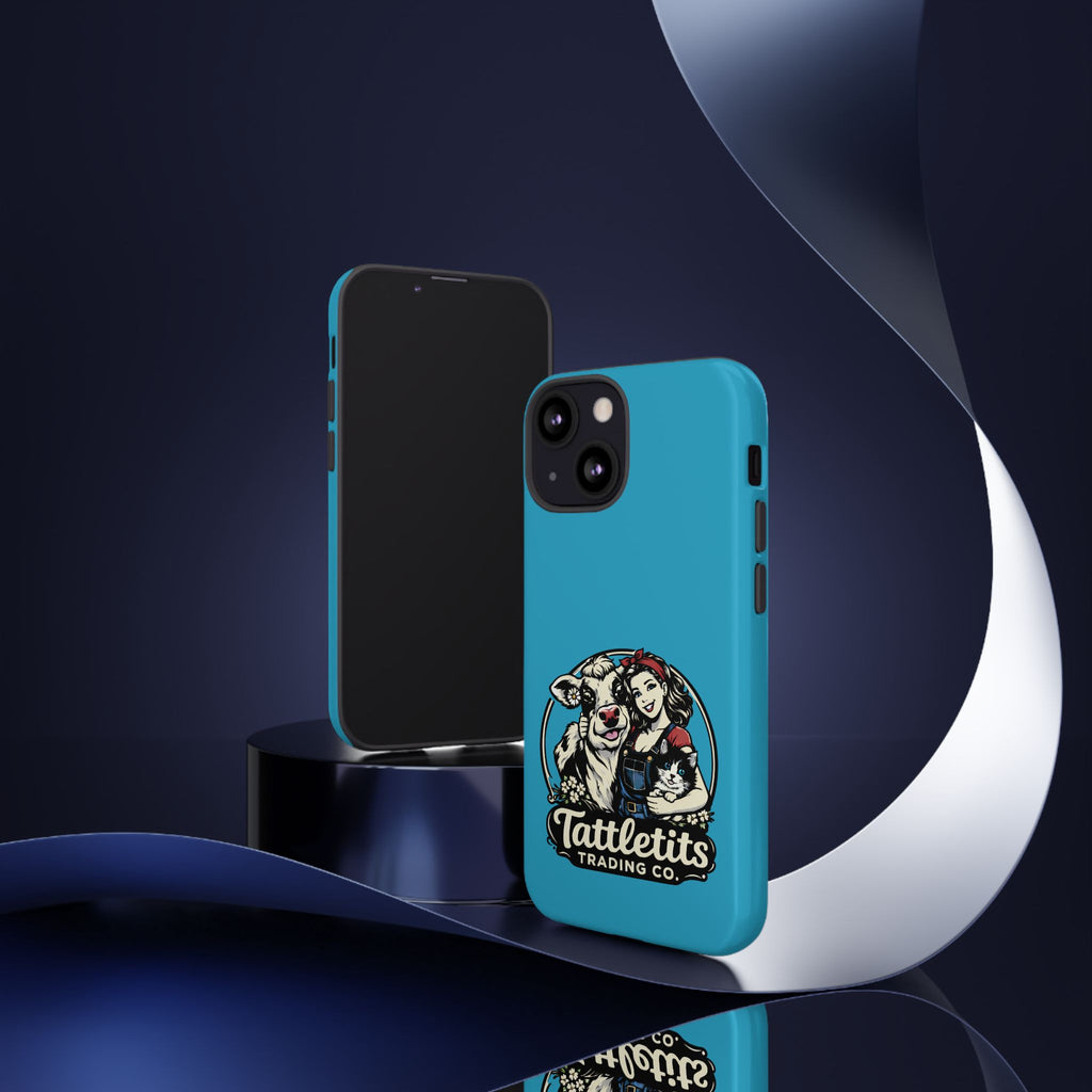 Phone Case — Retro 'Tuffellets' Logo Pattern on Teal