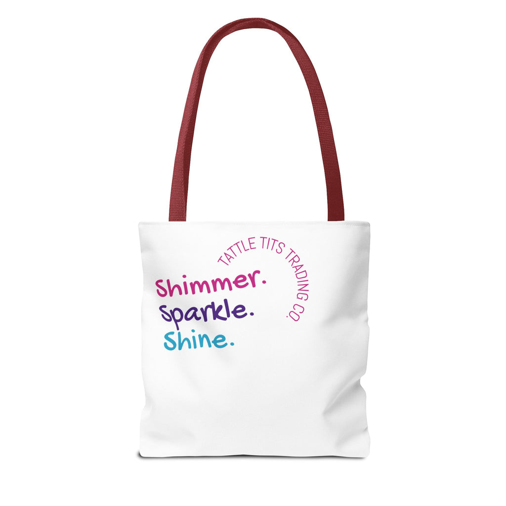 Colorful Cat Tote Bag — 'Shimmer. Sparkle. Shine.' All-Over Print