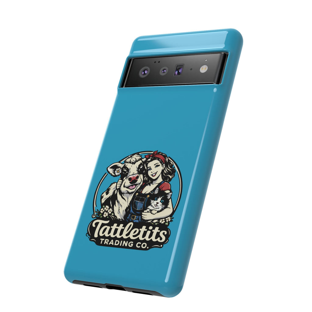 Phone Case — Retro 'Tuffellets' Logo Pattern on Teal
