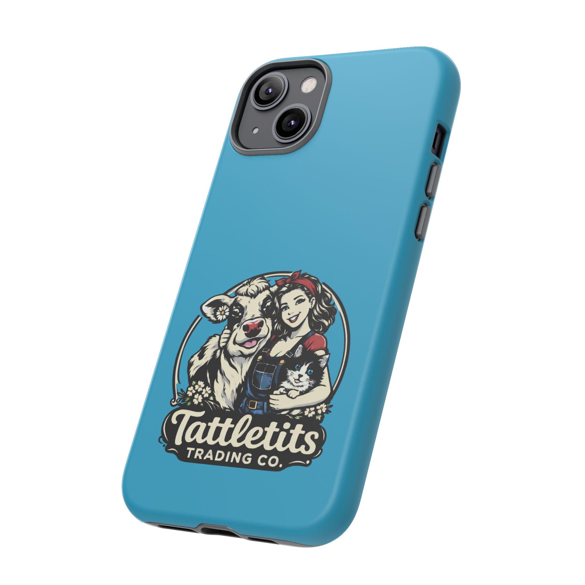 Phone Case — Retro 'Tuffellets' Logo Pattern on Teal