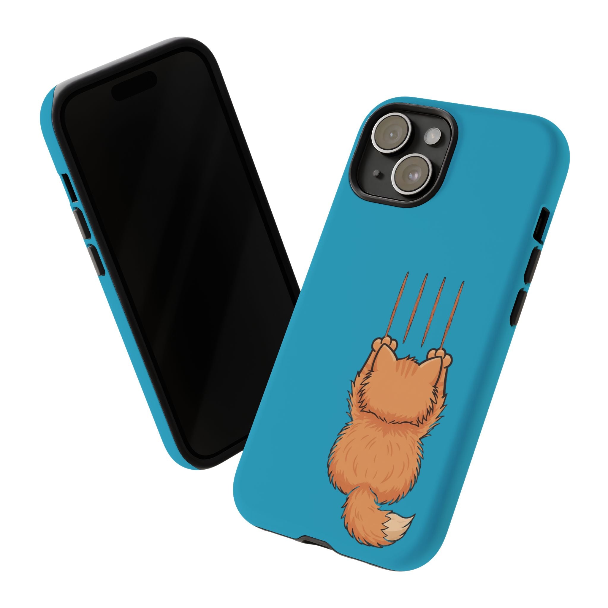Cat Claw Blue Phone Case — Cute Hanging Orange Kitten Protective Cover