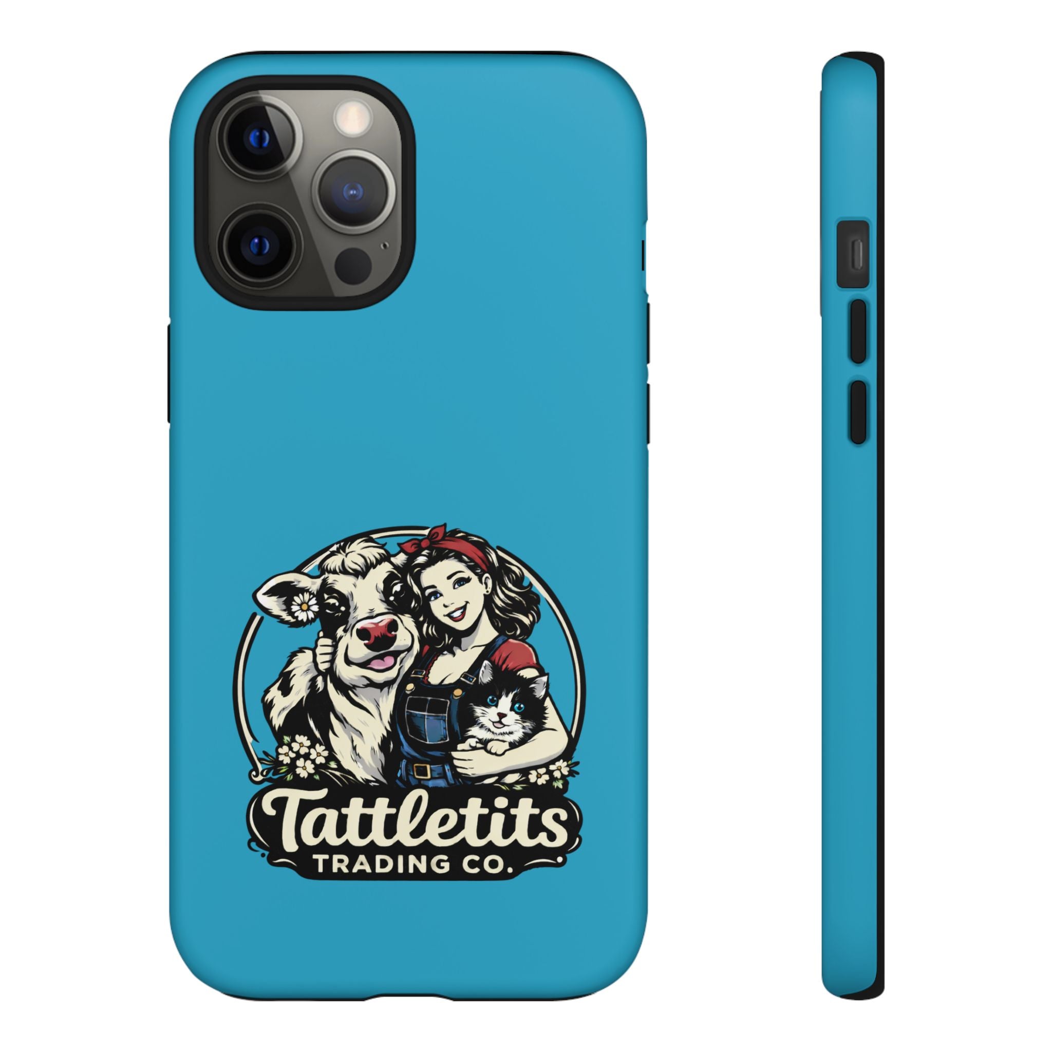 Phone Case — Retro 'Tuffellets' Logo Pattern on Teal