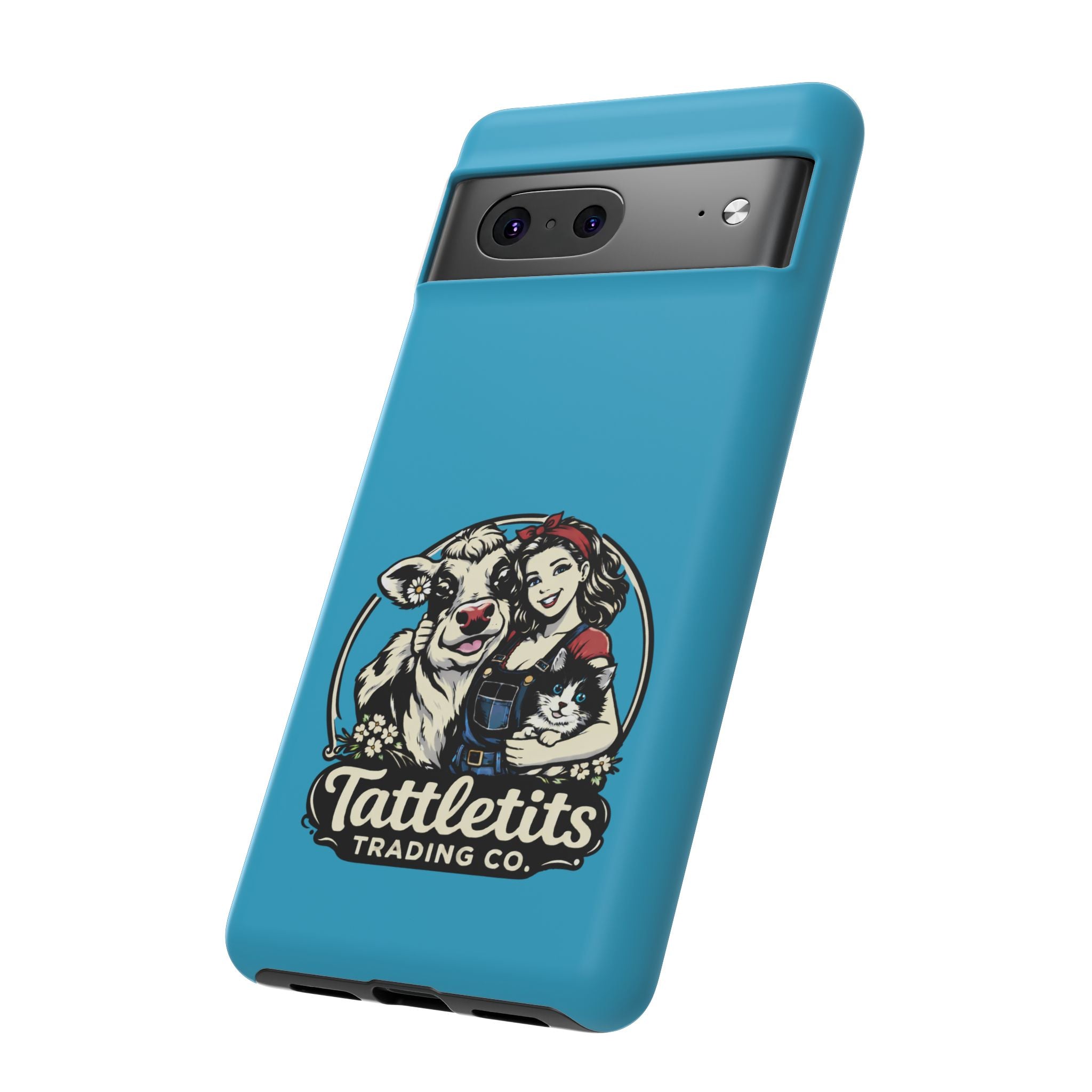 Phone Case — Retro 'Tuffellets' Logo Pattern on Teal