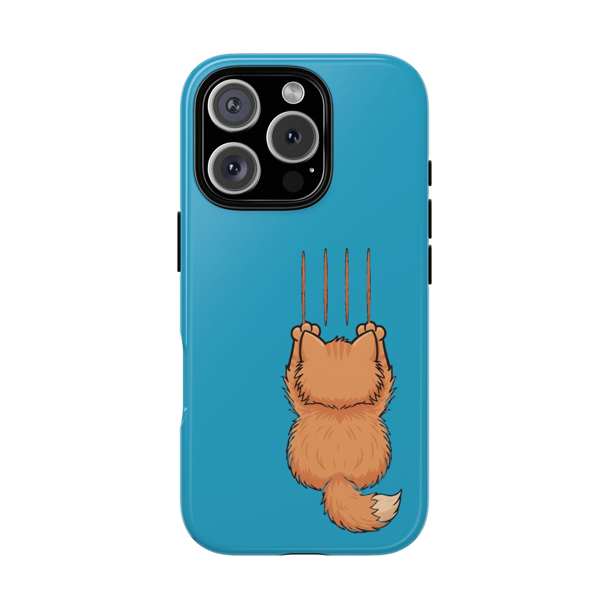 Cat Claw Blue Phone Case — Cute Hanging Orange Kitten Protective Cover