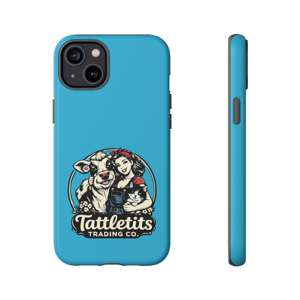Phone Case — Retro 'Tuffellets' Logo Pattern on Teal