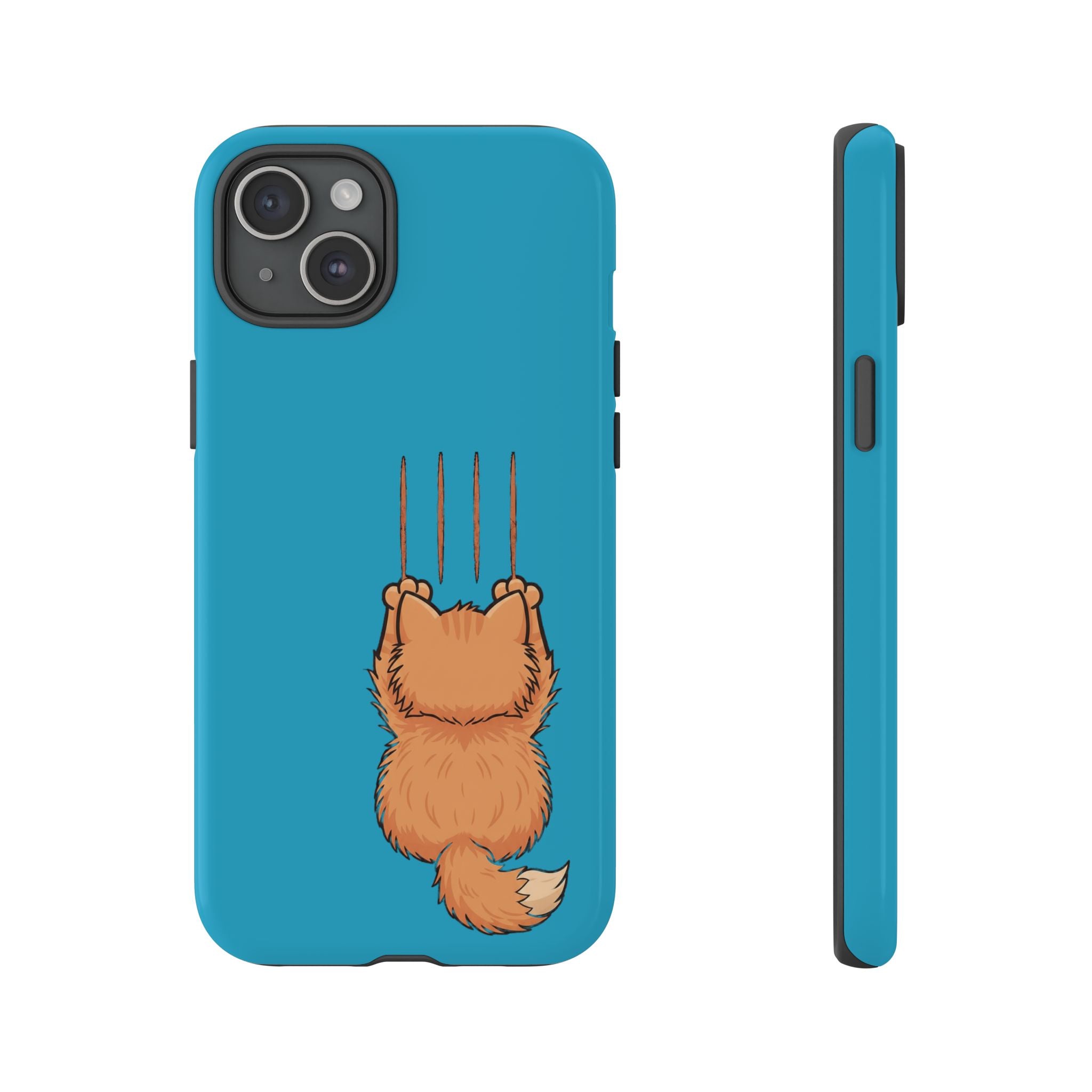 Cat Claw Blue Phone Case — Cute Hanging Orange Kitten Protective Cover