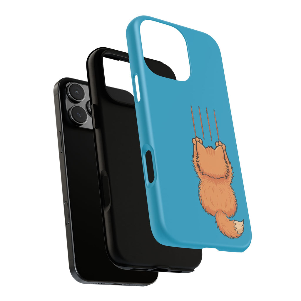 Cat Claw Blue Phone Case — Cute Hanging Orange Kitten Protective Cover