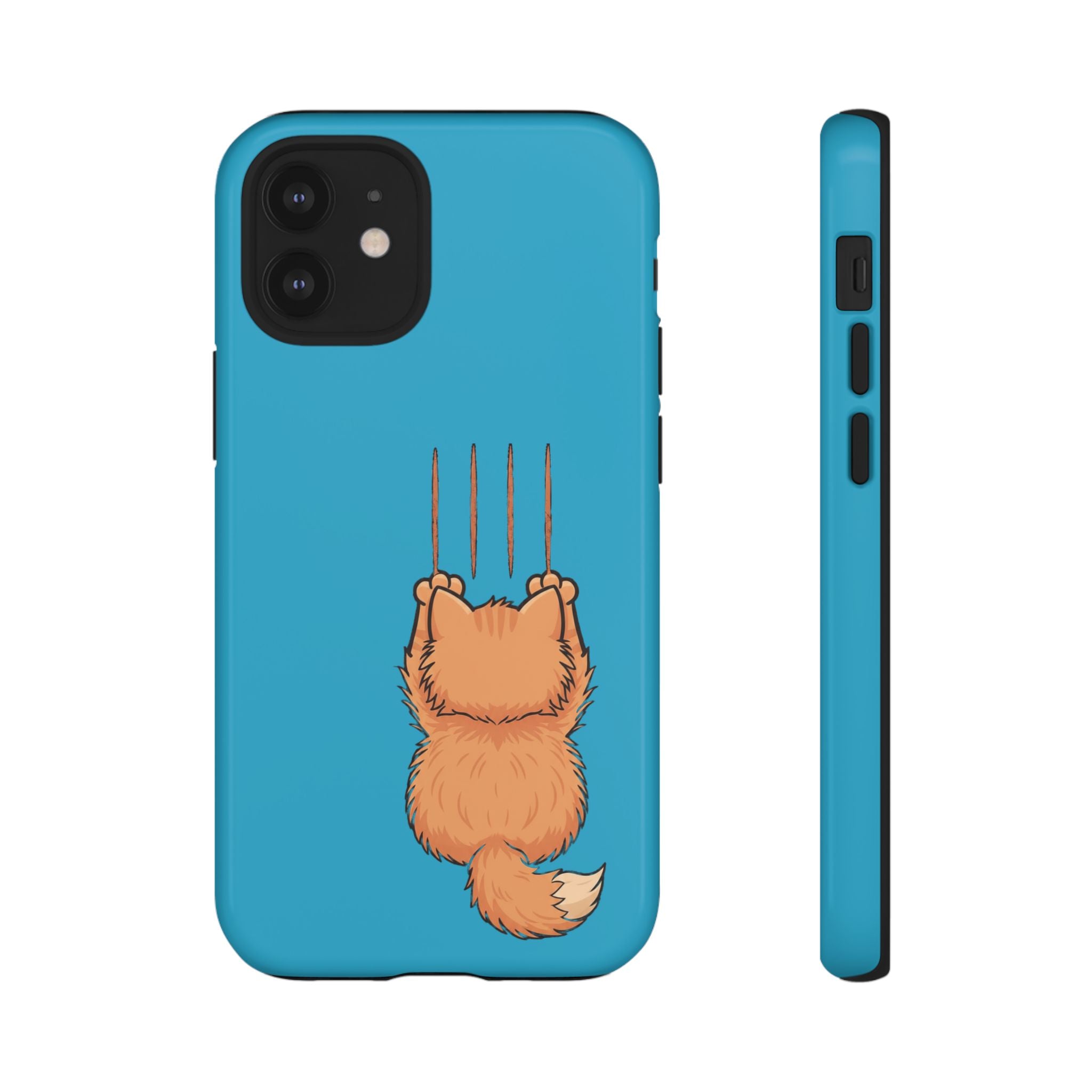 Cat Claw Blue Phone Case — Cute Hanging Orange Kitten Protective Cover