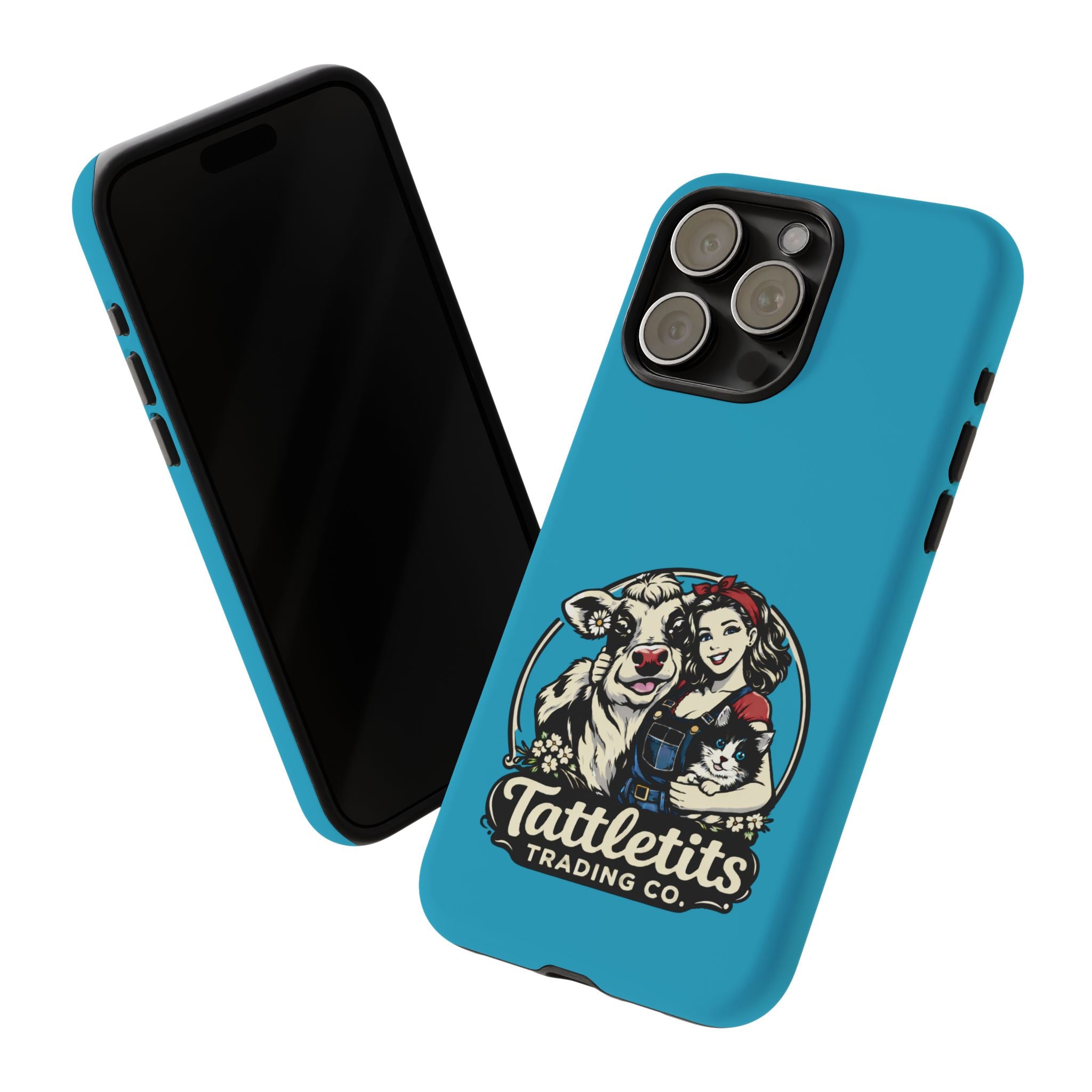 Phone Case — Retro 'Tuffellets' Logo Pattern on Teal