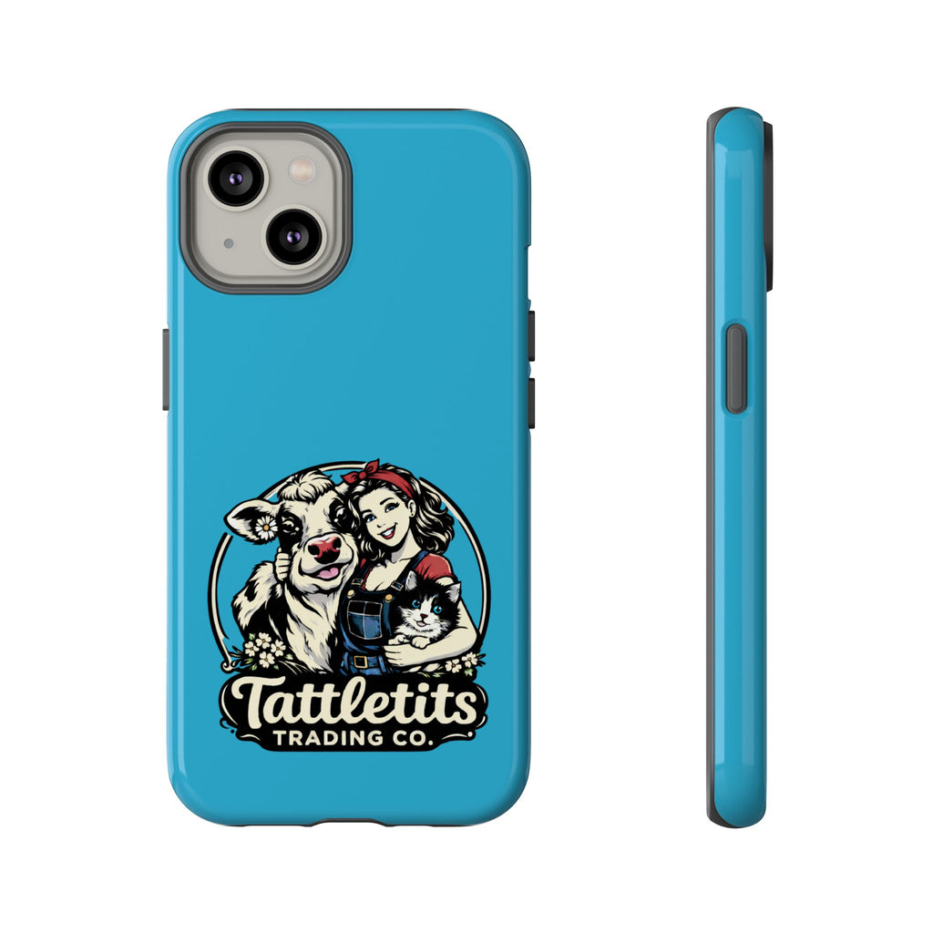 Phone Case — Retro 'Tuffellets' Logo Pattern on Teal
