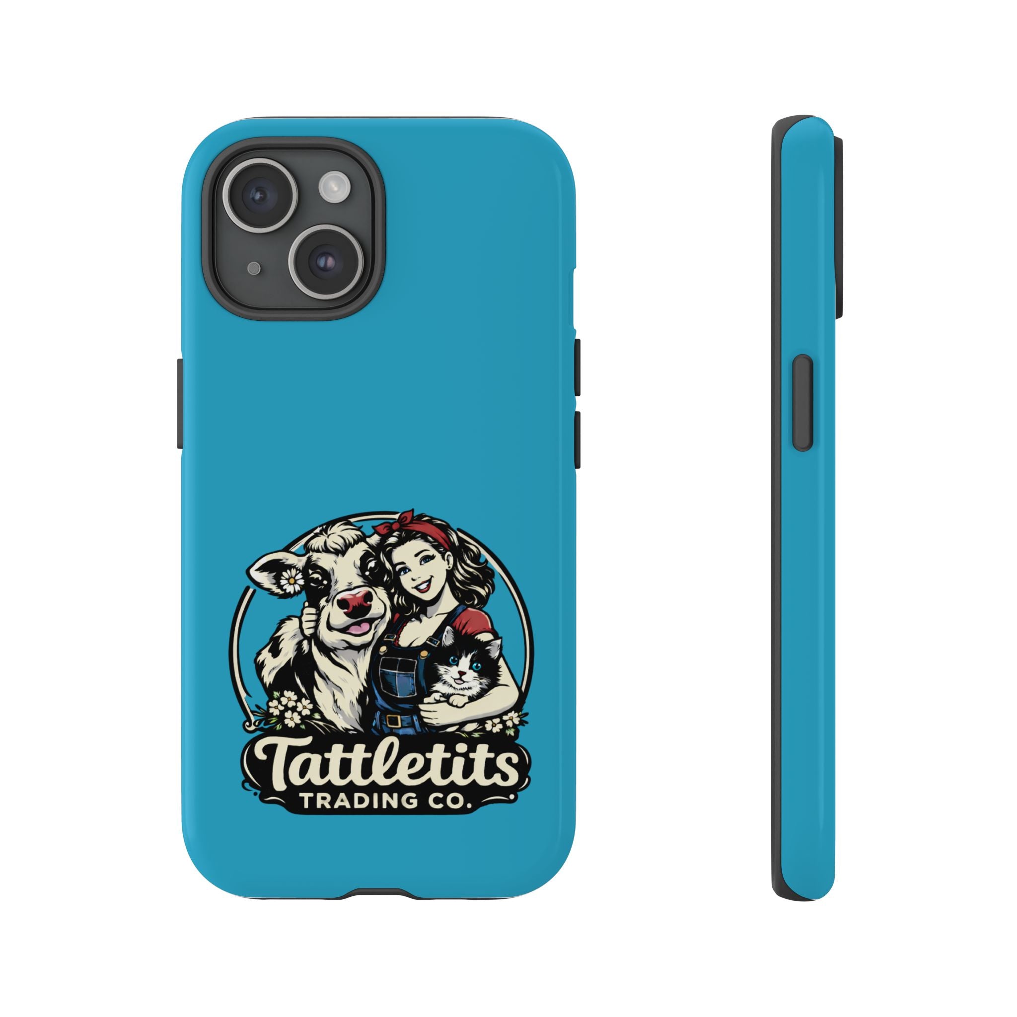 Phone Case — Retro 'Tuffellets' Logo Pattern on Teal