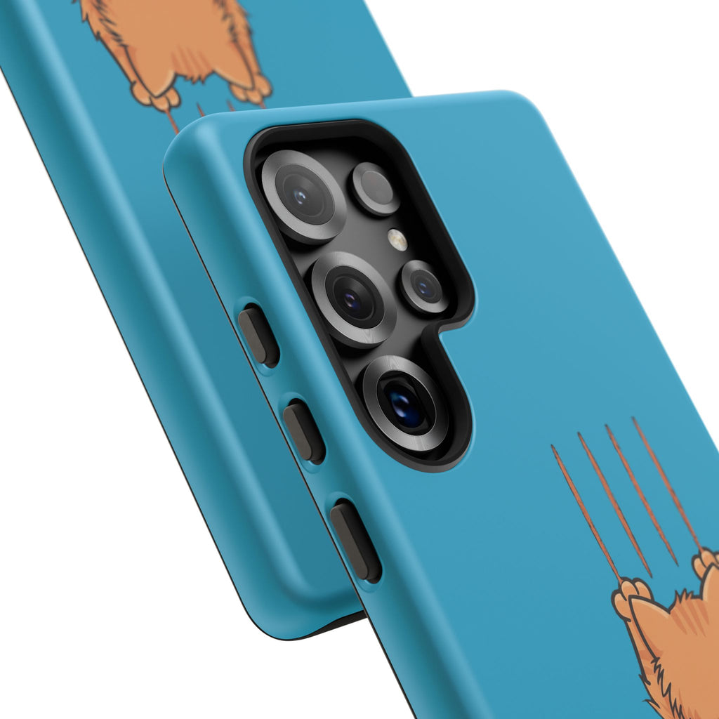 Cat Claw Blue Phone Case — Cute Hanging Orange Kitten Protective Cover