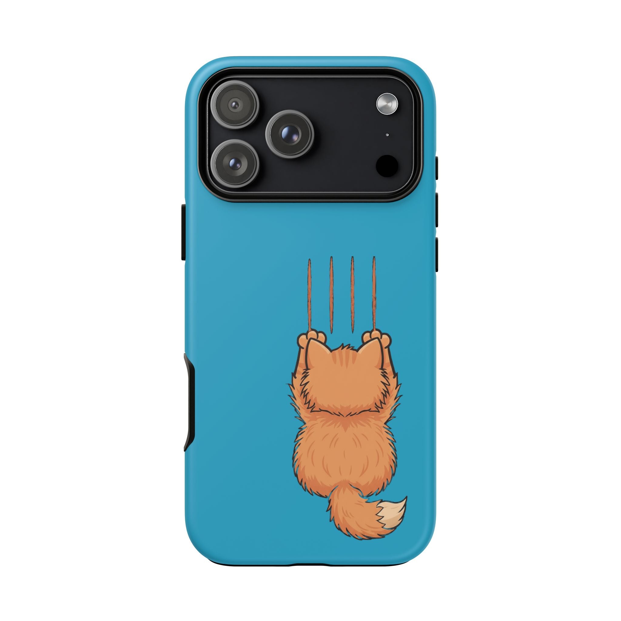 Cat Claw Blue Phone Case — Cute Hanging Orange Kitten Protective Cover