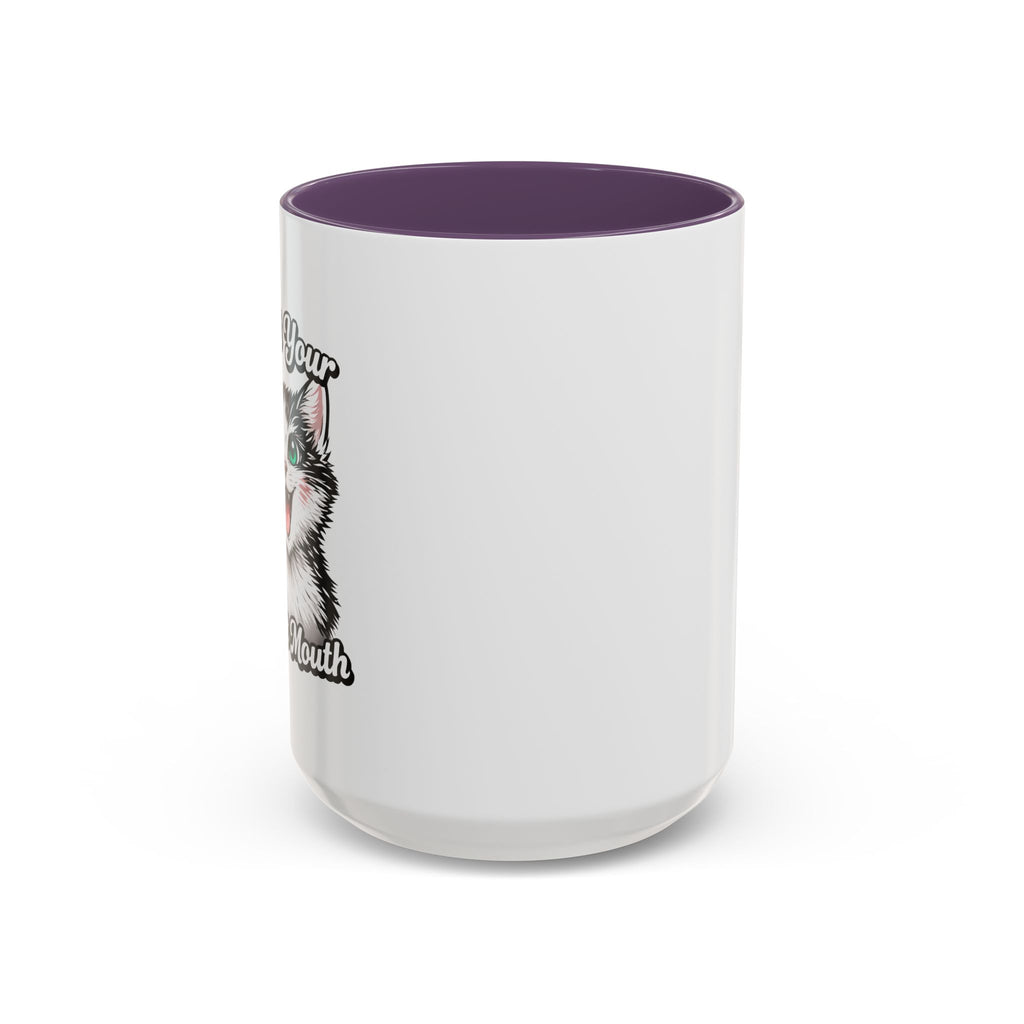 Cat Lover Accent Coffee Mug — Cute Staring Cat Design (11/15 oz)