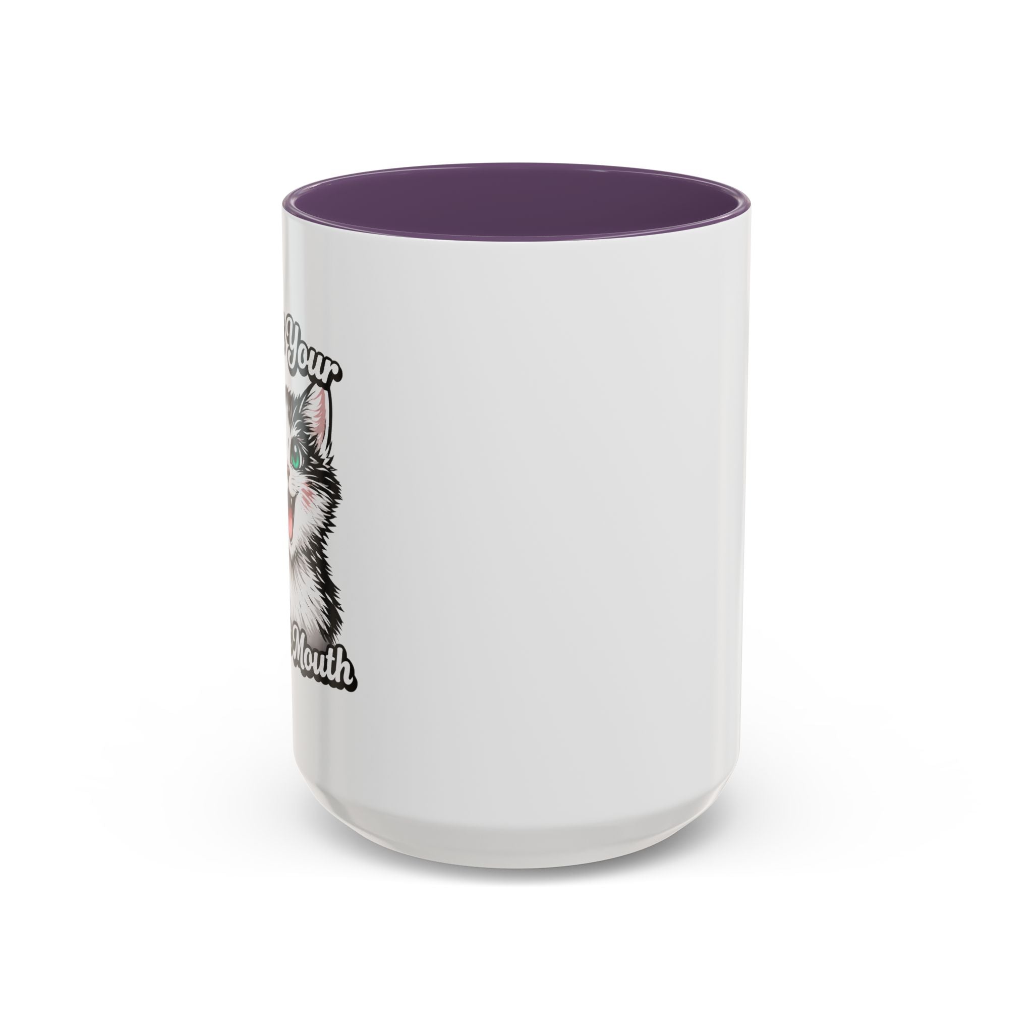Cat Lover Accent Coffee Mug — Cute Staring Cat Design (11/15 oz)