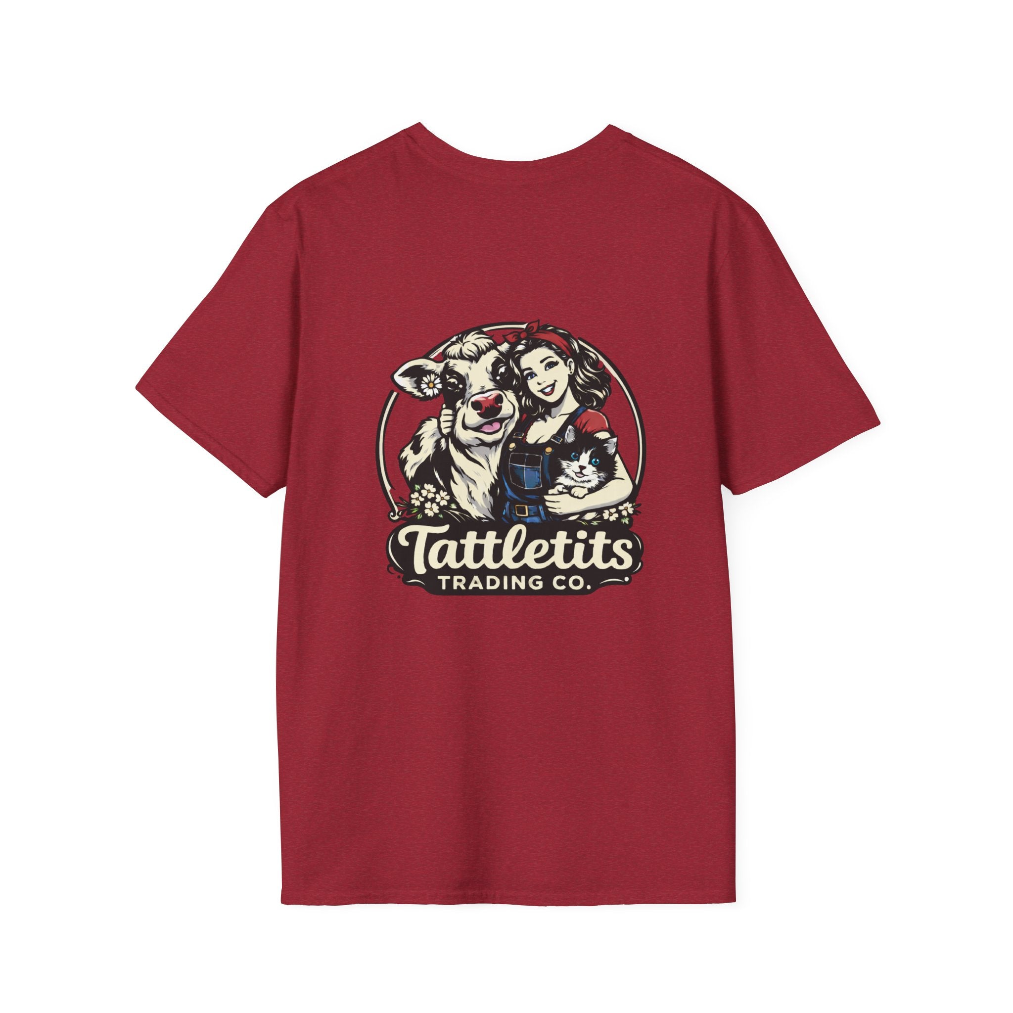 Tattletits Trading Co. logo T-Shirt | Cow & Woman Vintage Farm Illustration
