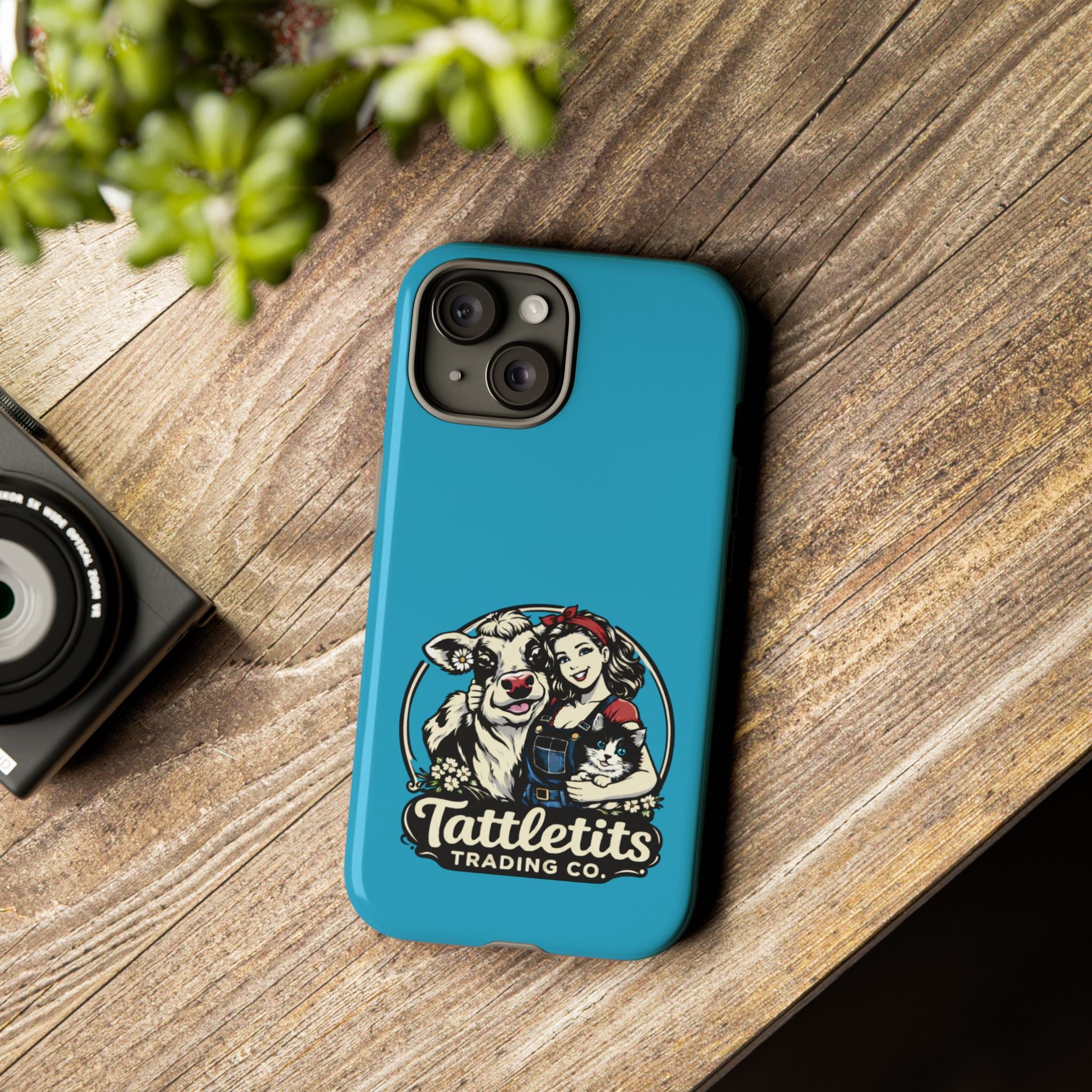 Phone Case — Retro 'Tuffellets' Logo Pattern on Teal